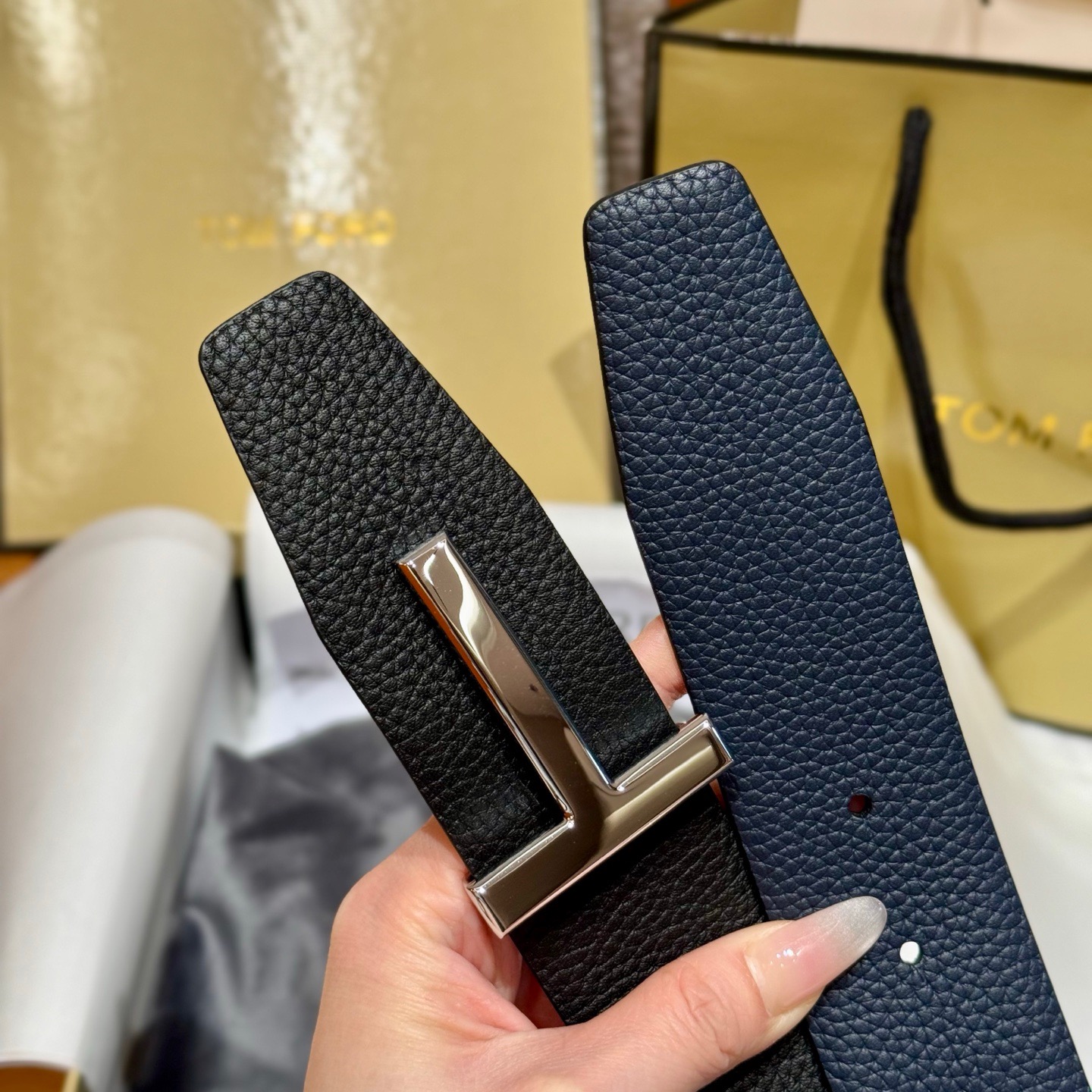 Tom Ford Male Leather Belt Cow Leather L