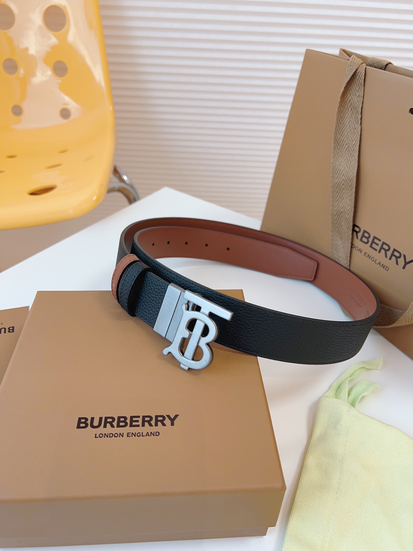 Burberry Male Leather Belt Top Grain Leather 34mm