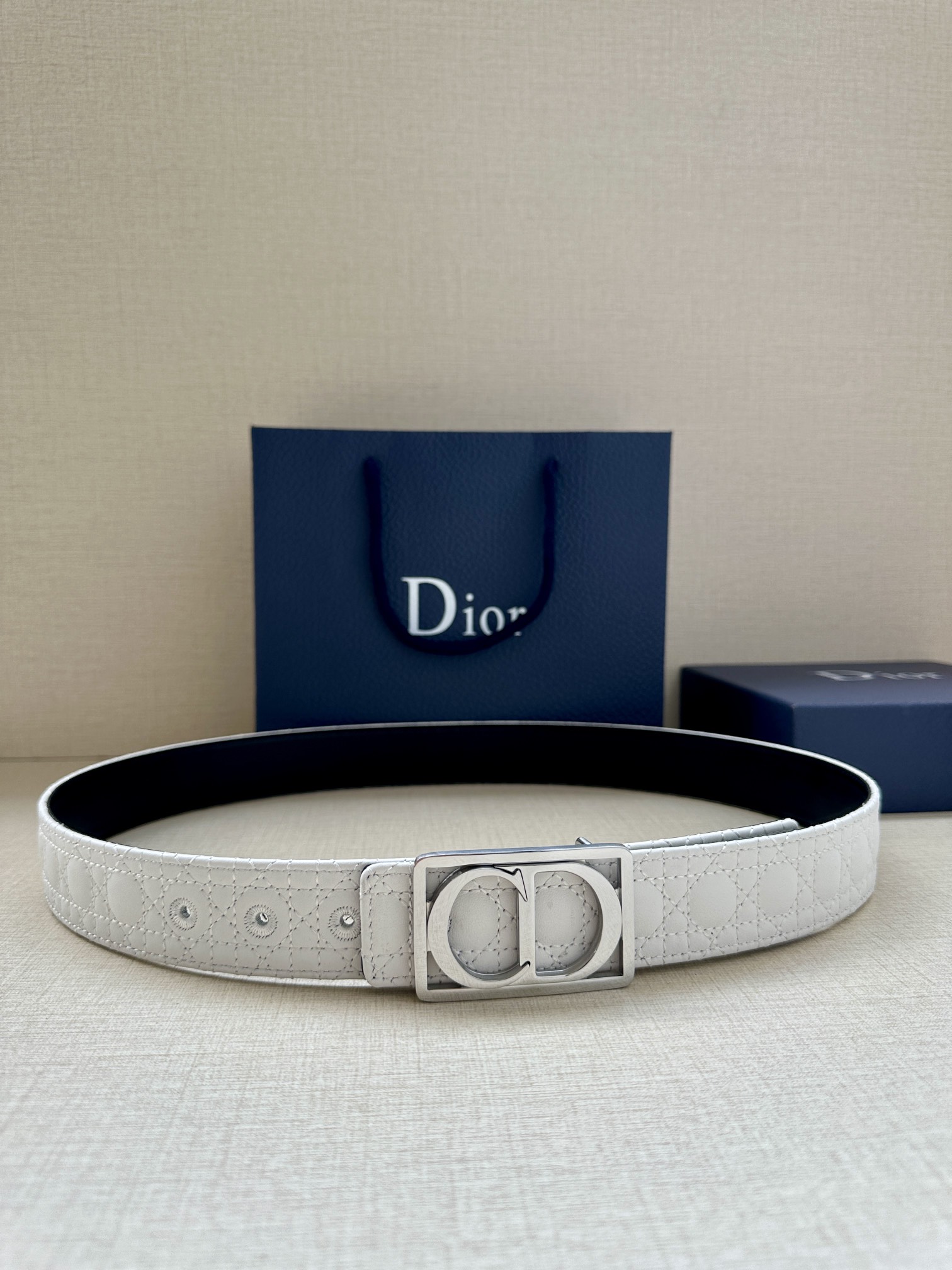 Dior Leather Belt Top Grain Leather Adjustable M