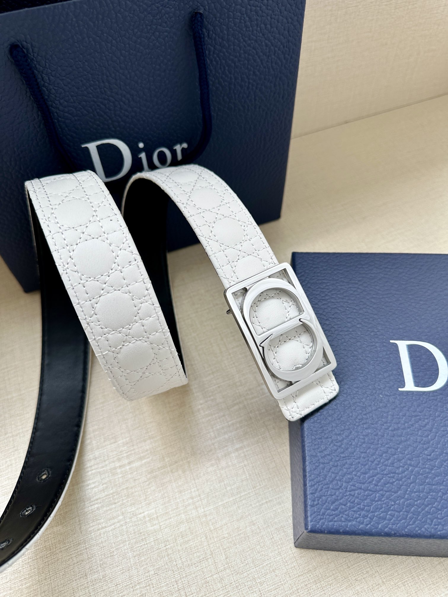 Dior Leather Belt Top Grain Leather Adjustable M