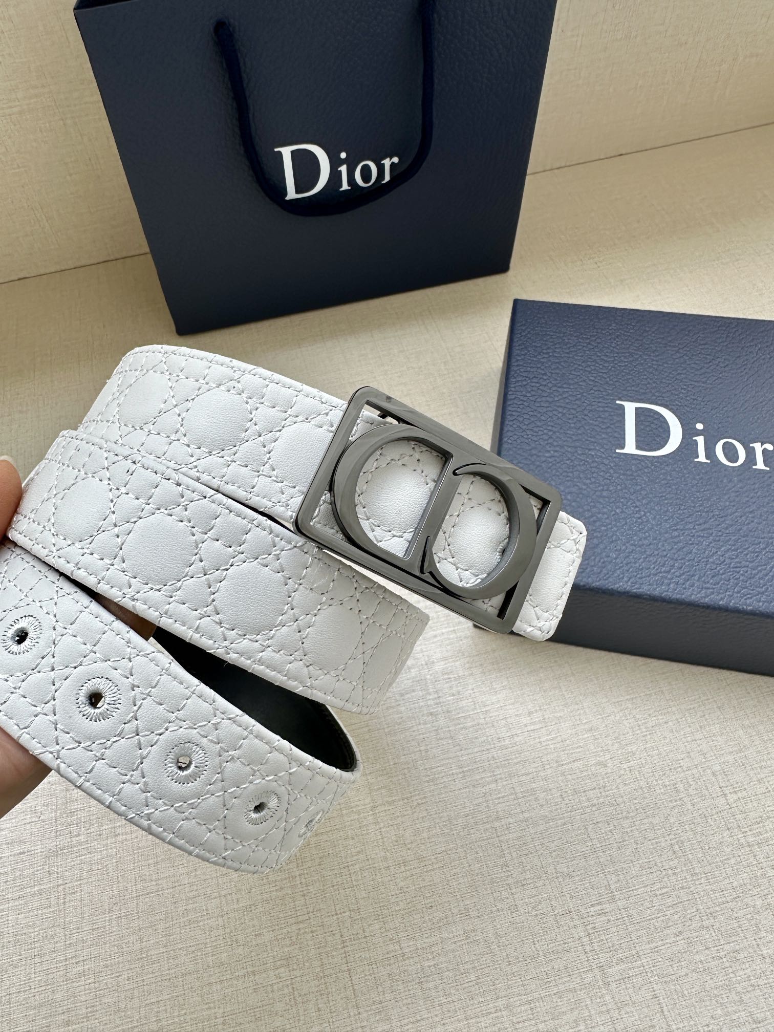 Dior Leather Belt Top Grain Leather Adjustable M