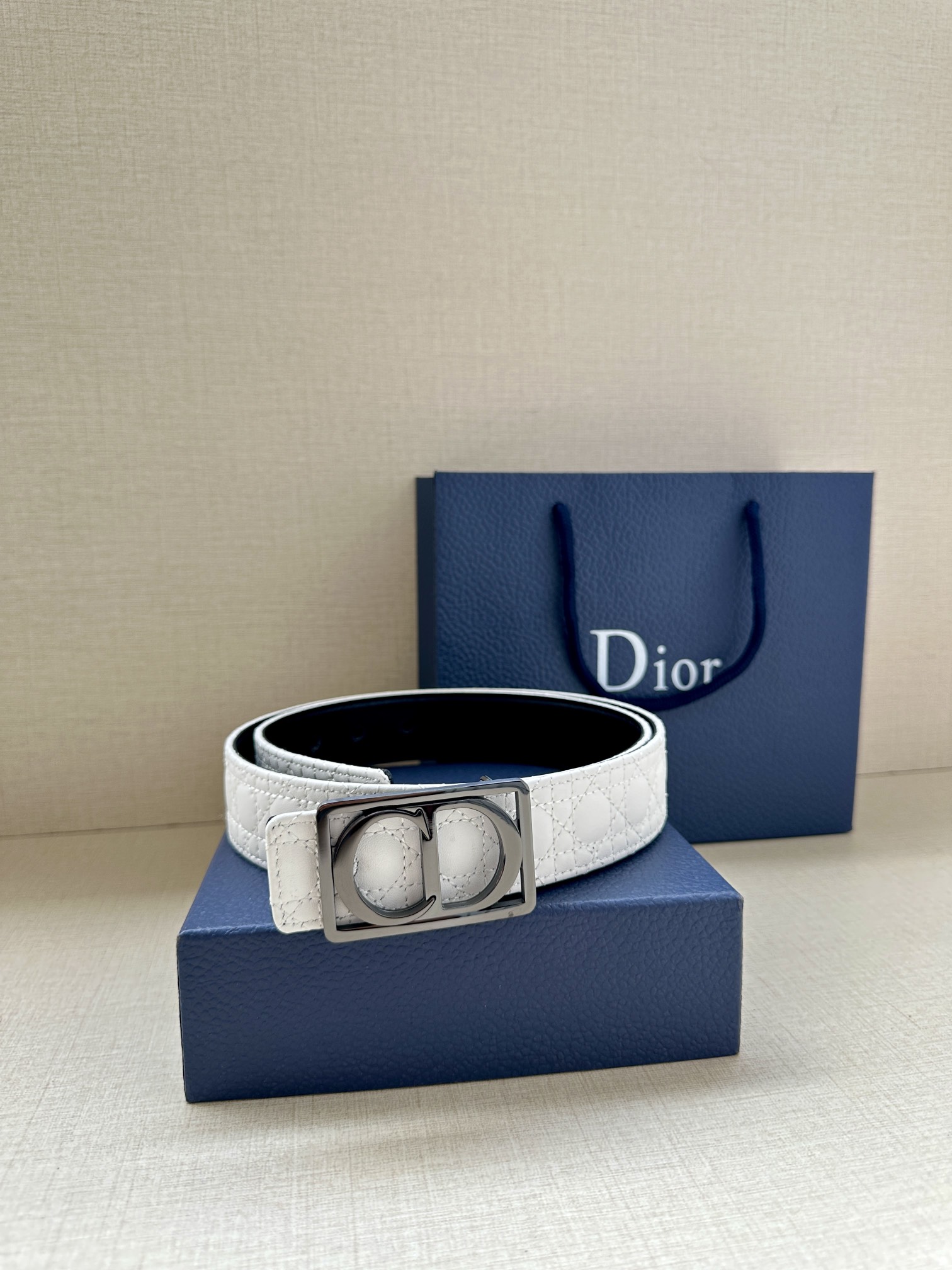 Dior Leather Belt Top Grain Leather Adjustable M