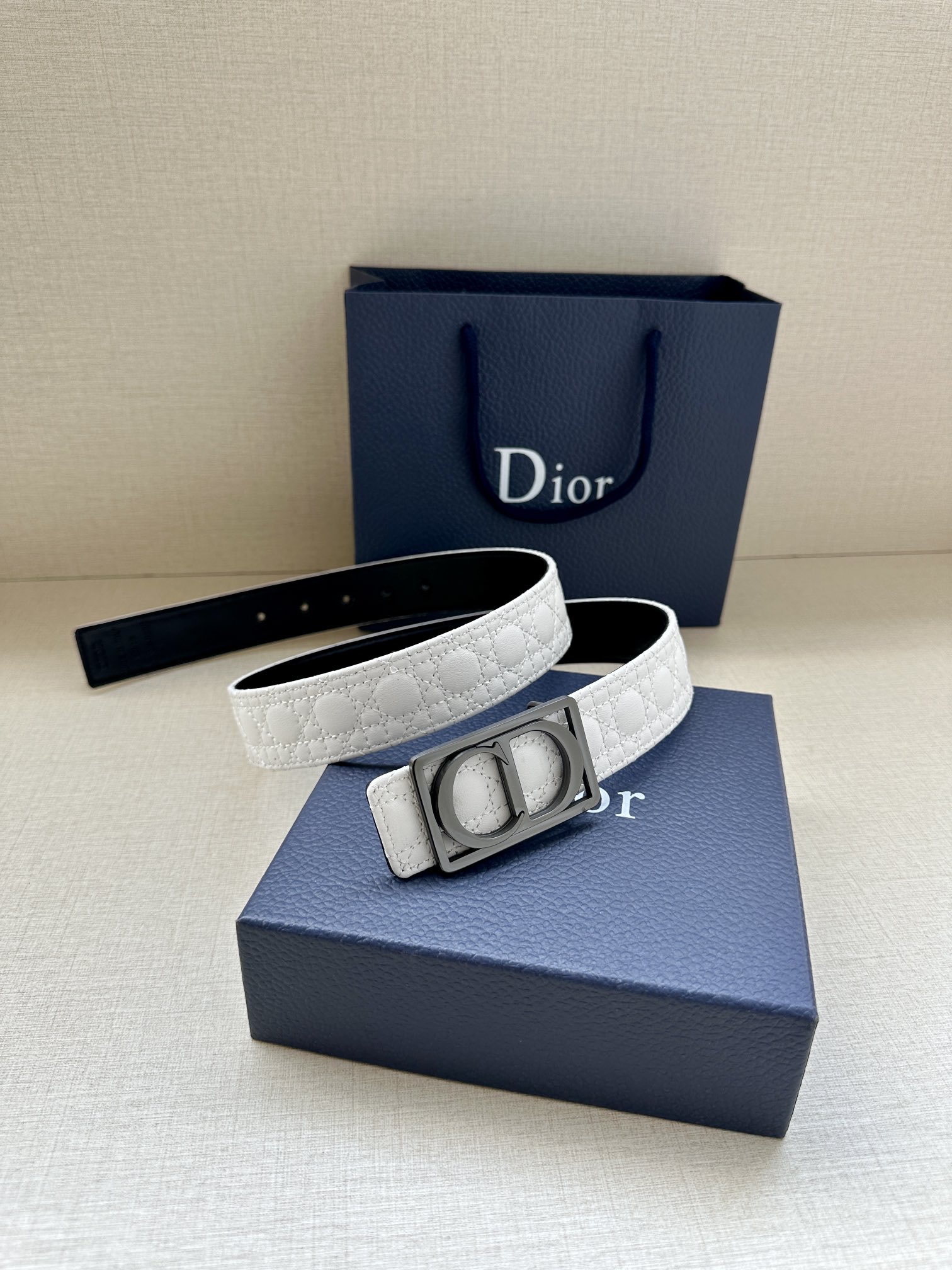 Dior Leather Belt Top Grain Leather Adjustable M