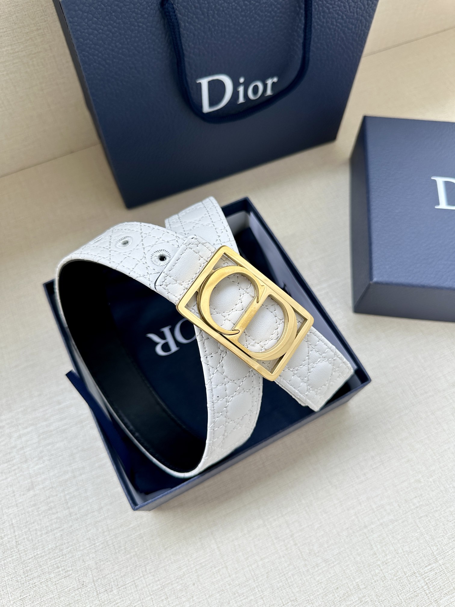 Dior Leather Belt Top Grain Leather Adjustable M