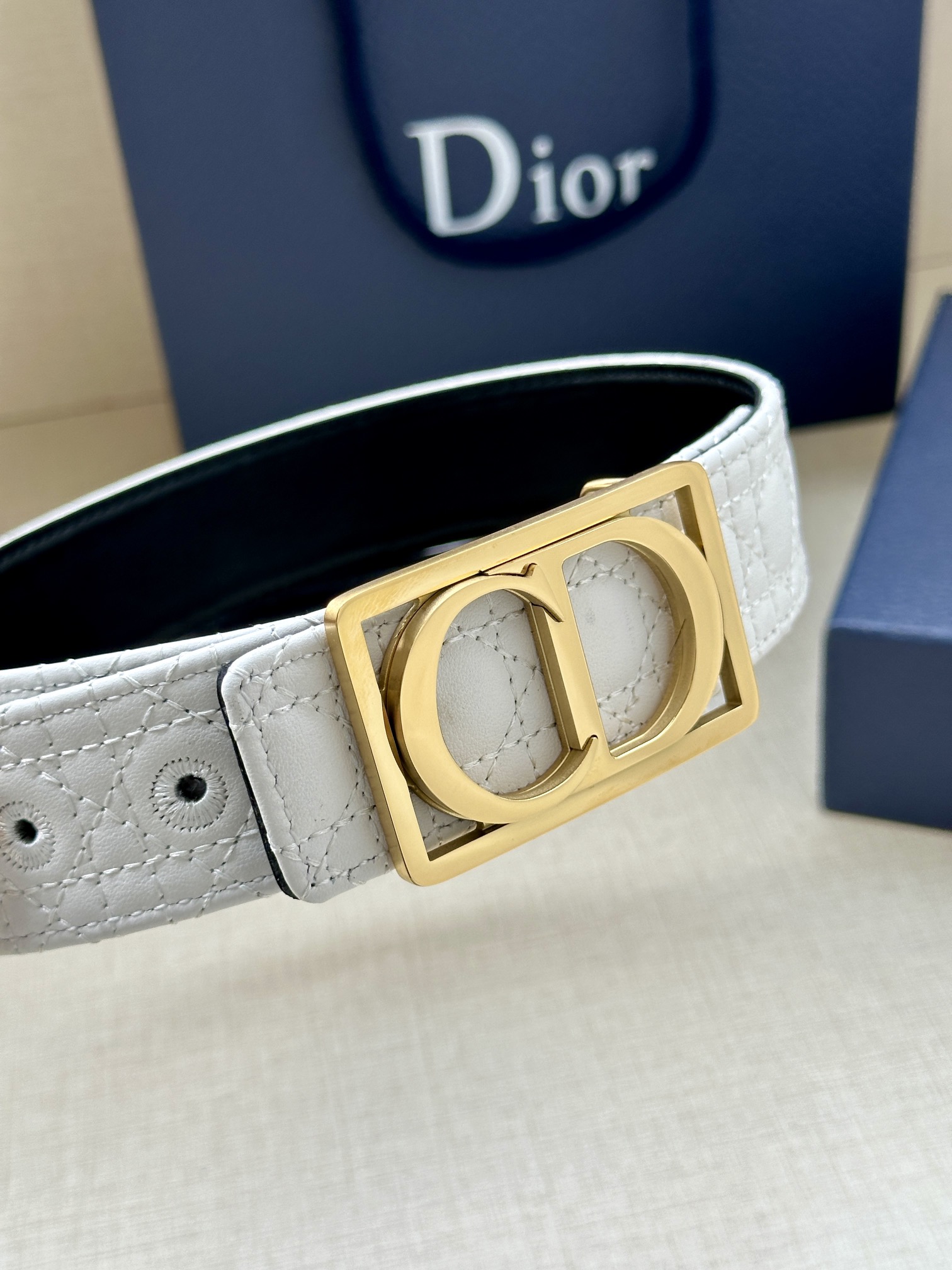 Dior Leather Belt Top Grain Leather Adjustable M
