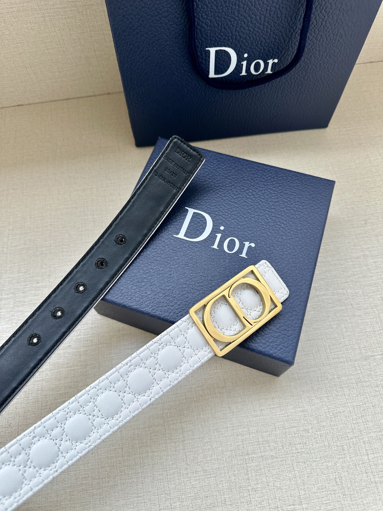 Dior Leather Belt Top Grain Leather Adjustable M
