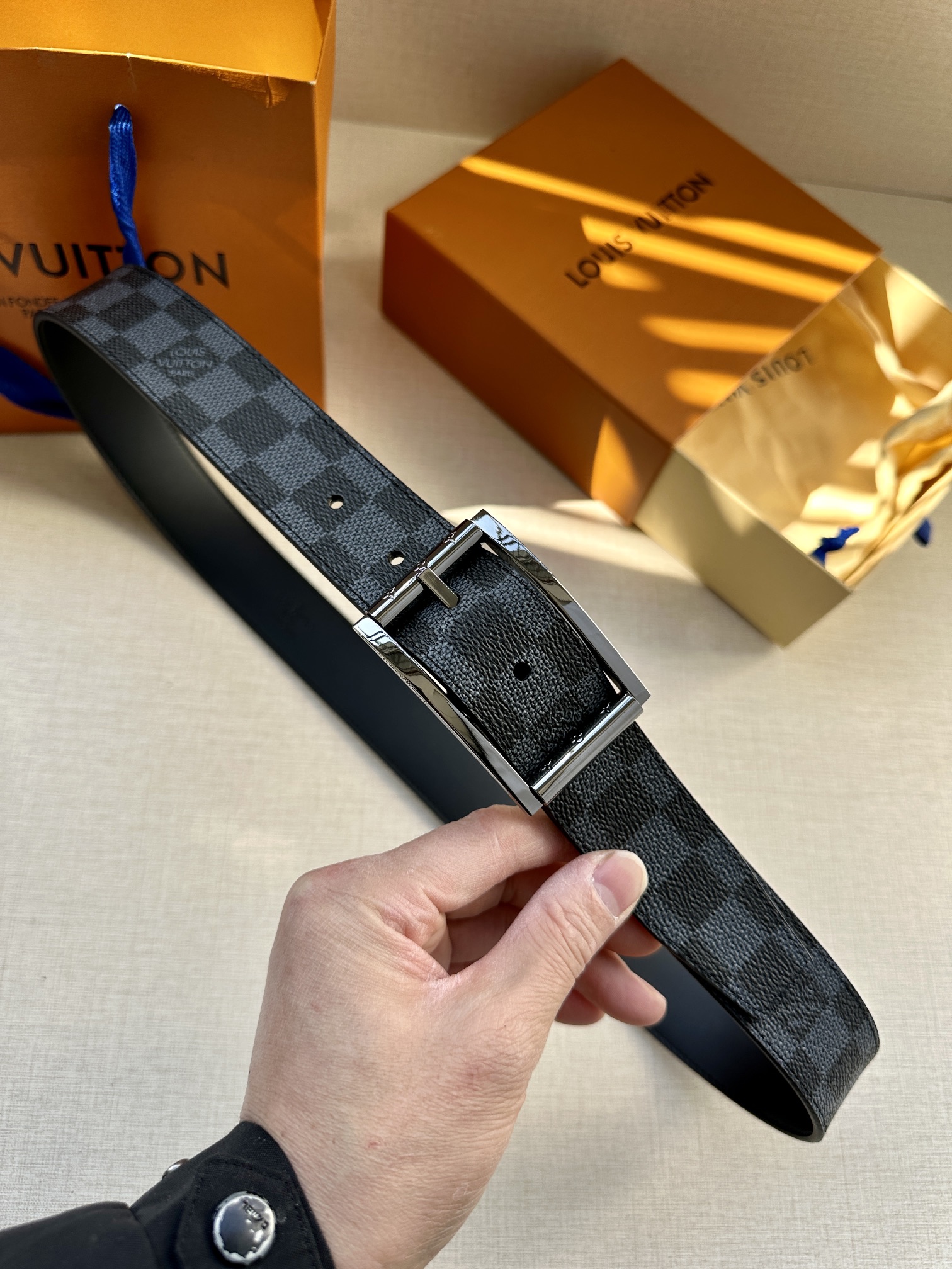 Louis Vuitton Male Pin Buckle Belt Cow Leather S-m-l