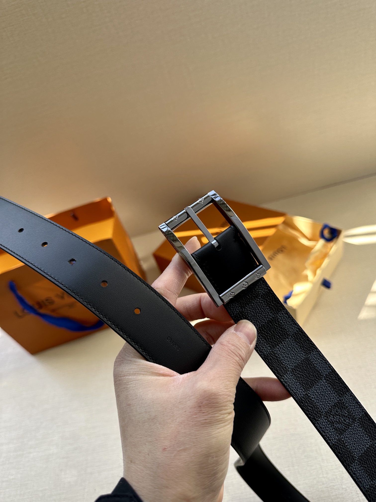 Louis Vuitton Male Pin Buckle Belt Cow Leather S-m-l