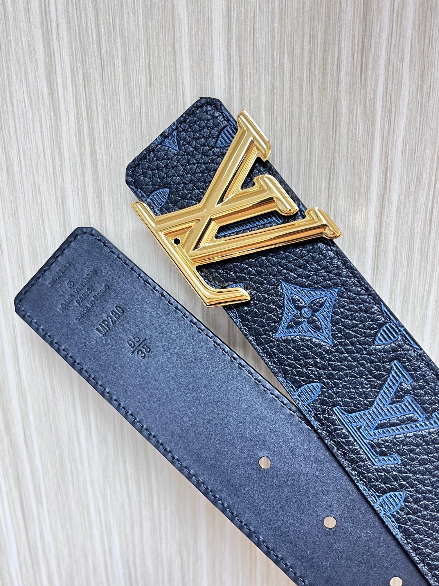 Louis Vuitton Basic Belt Cow Leather Gold M-l