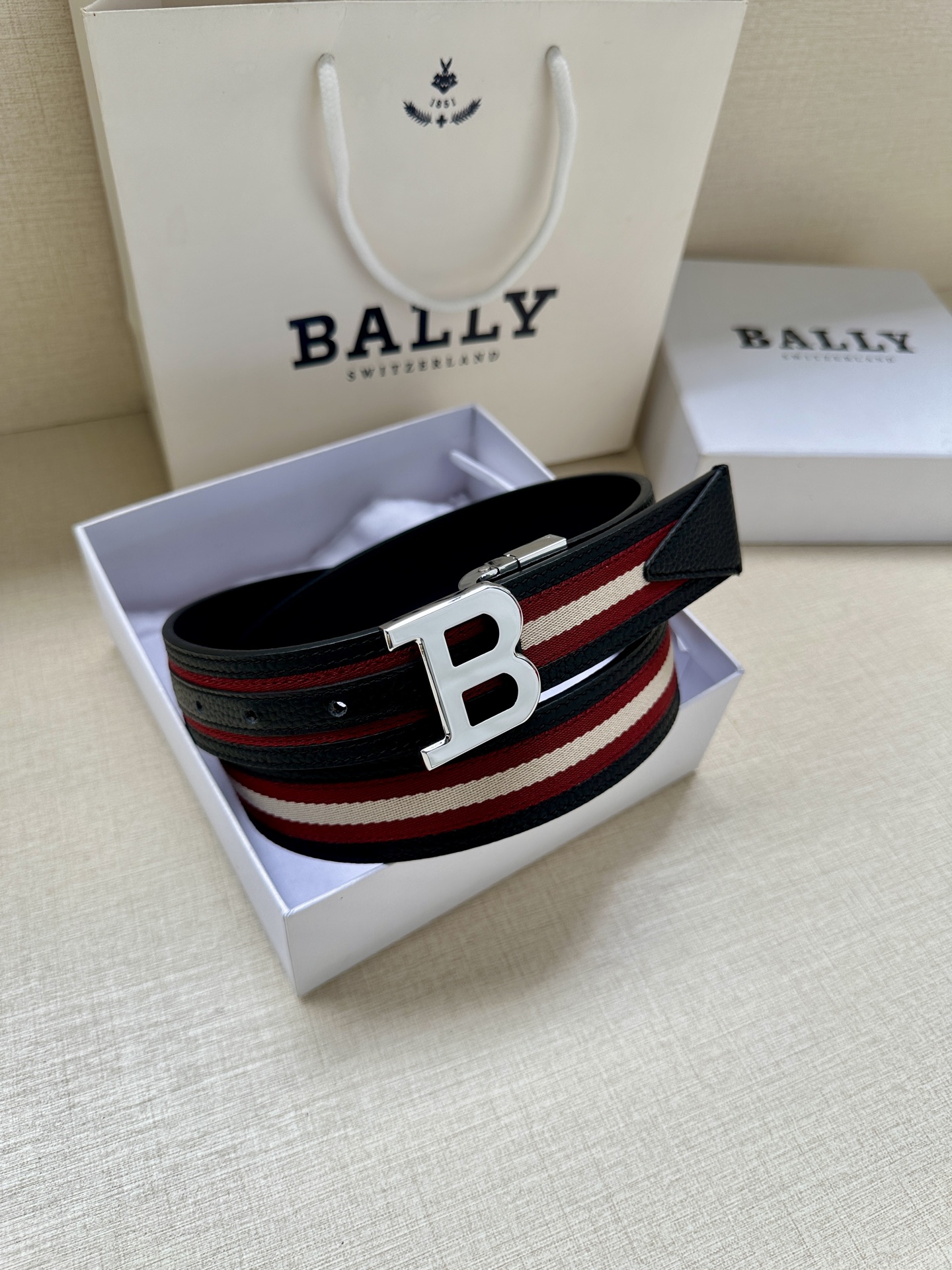 Bally Male Canvas Belt Canvas Blue M-l