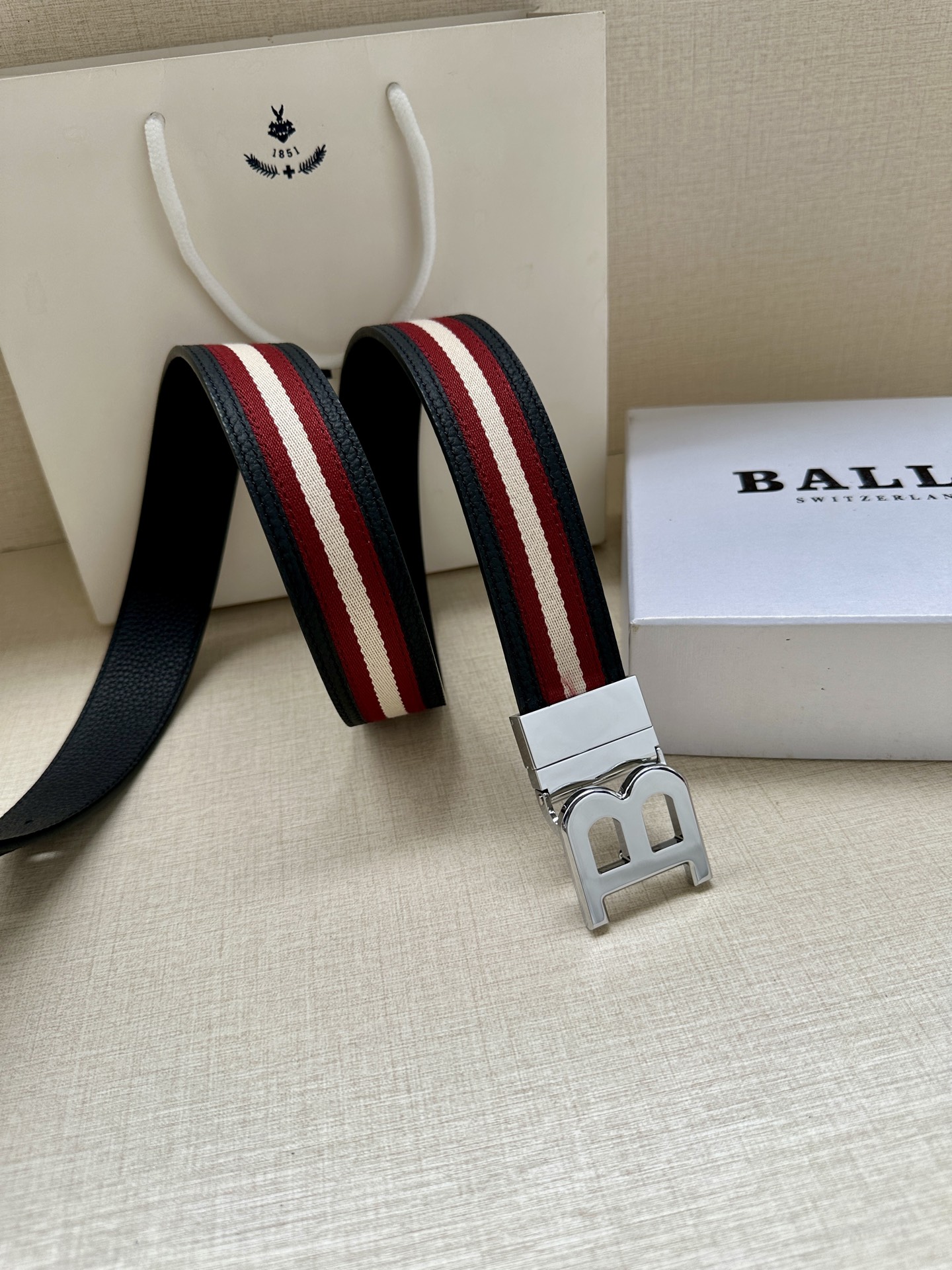 Bally Male Canvas Belt Canvas Blue M-l