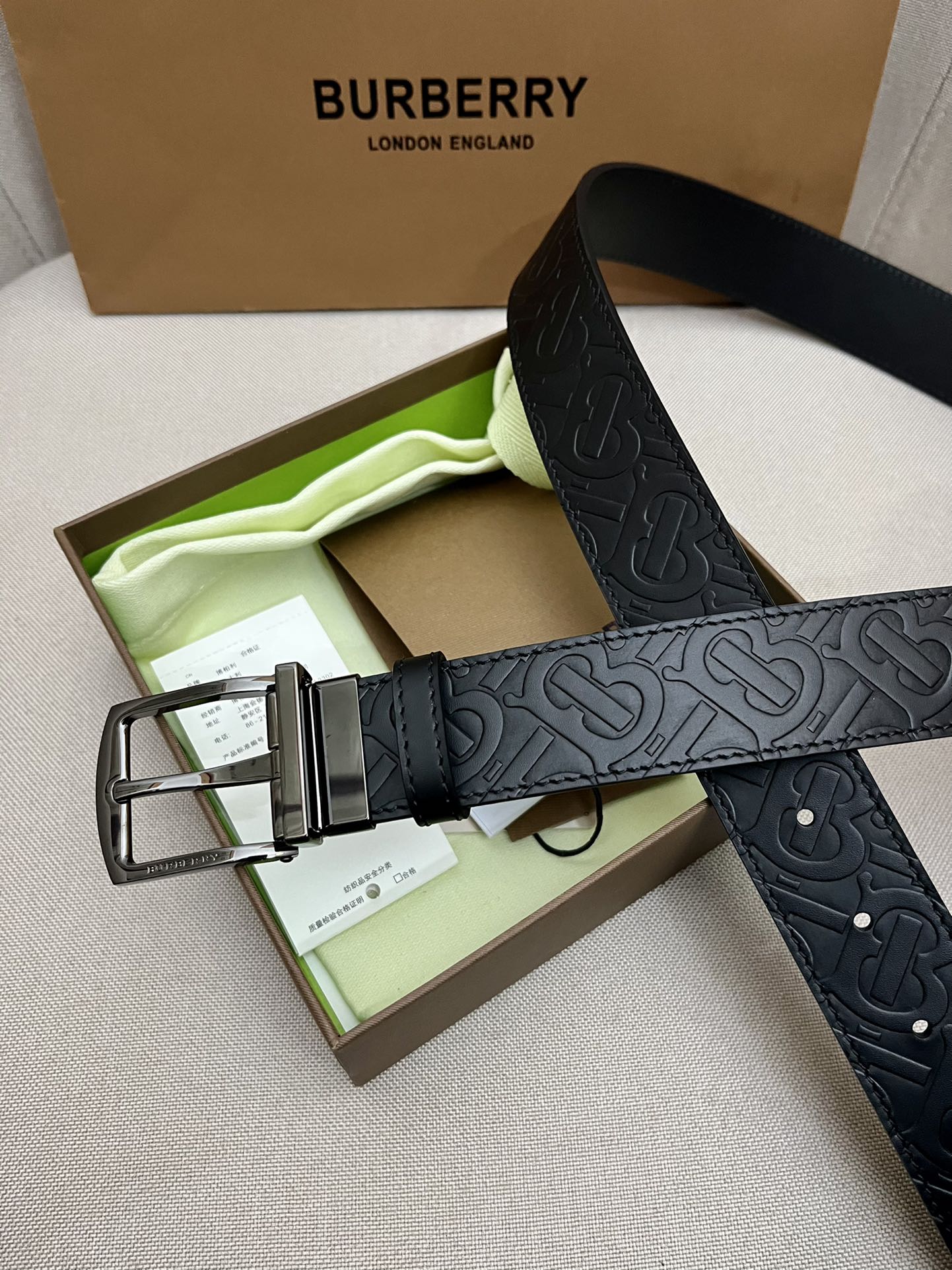 Burberry Male Leather Belt Top Grain Leather M