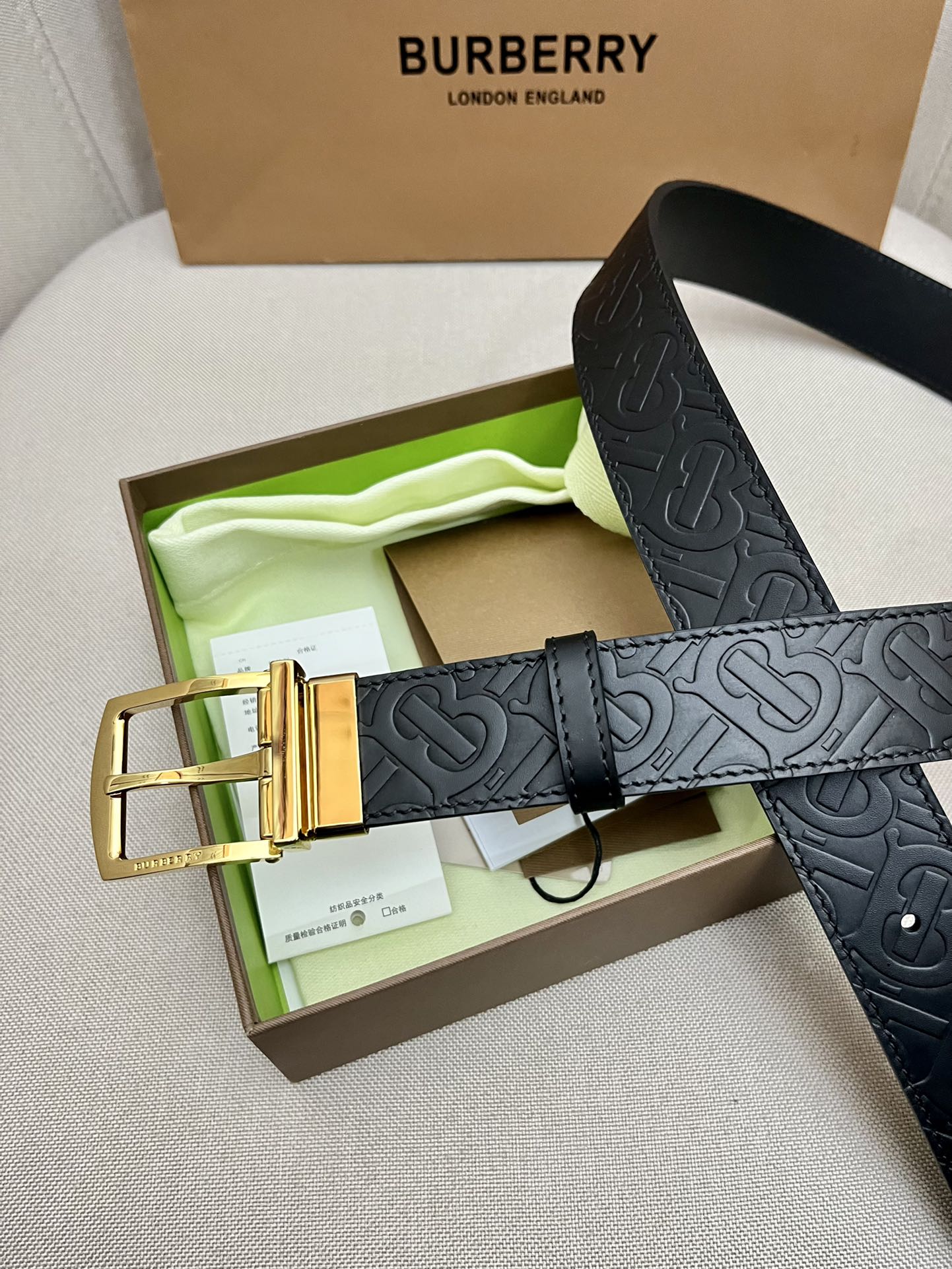 Burberry Male Leather Belt Top Grain Leather M