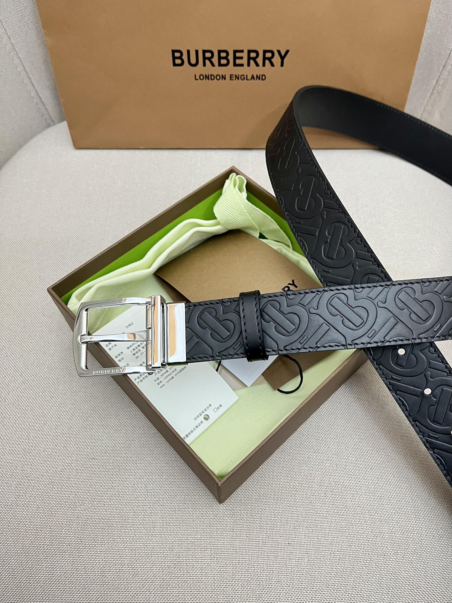 Burberry Male Leather Belt Top Grain Leather M