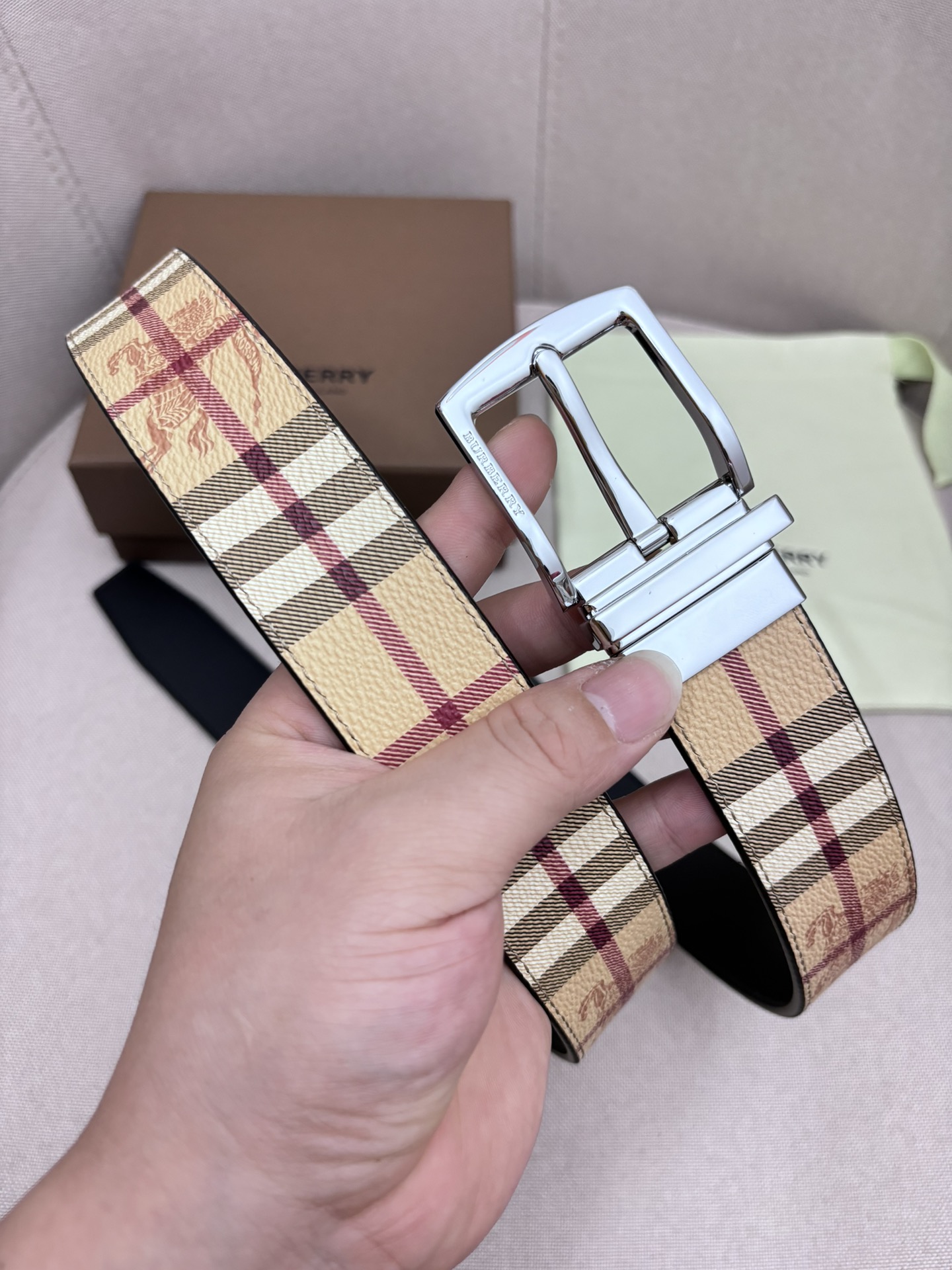 Burberry Male Leather Belt Top Grain Leather M