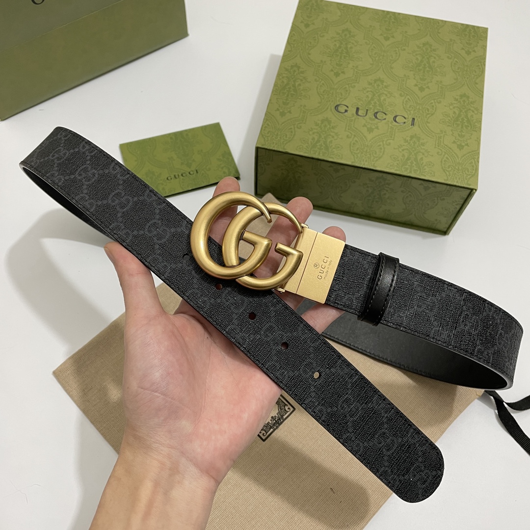 Gucci Basic Belt Cow Leather Black S-m