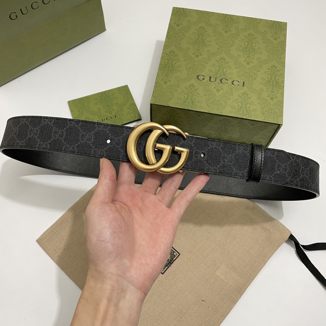 Gucci Basic Belt Cow Leather Black S-m