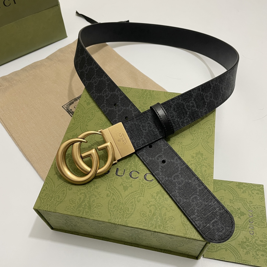Gucci Basic Belt Cow Leather Black S-m