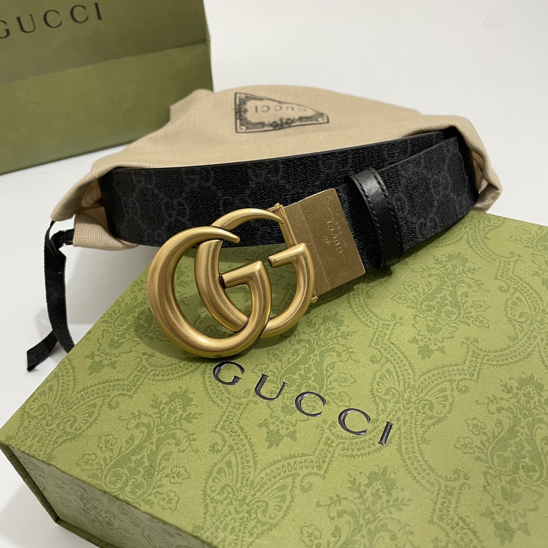 Gucci Basic Belt Cow Leather Black S-m
