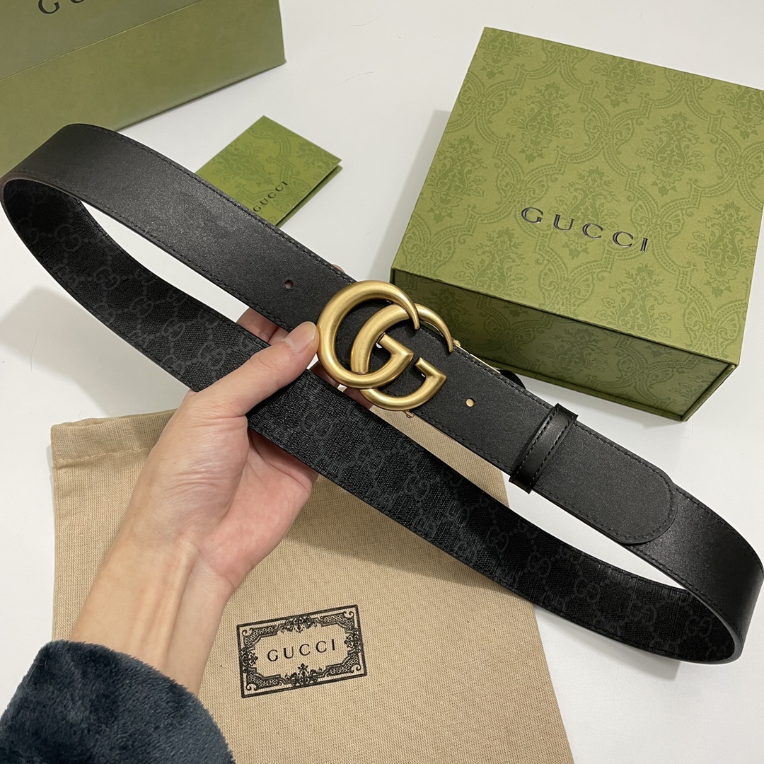Gucci Basic Belt Cow Leather Black S-m