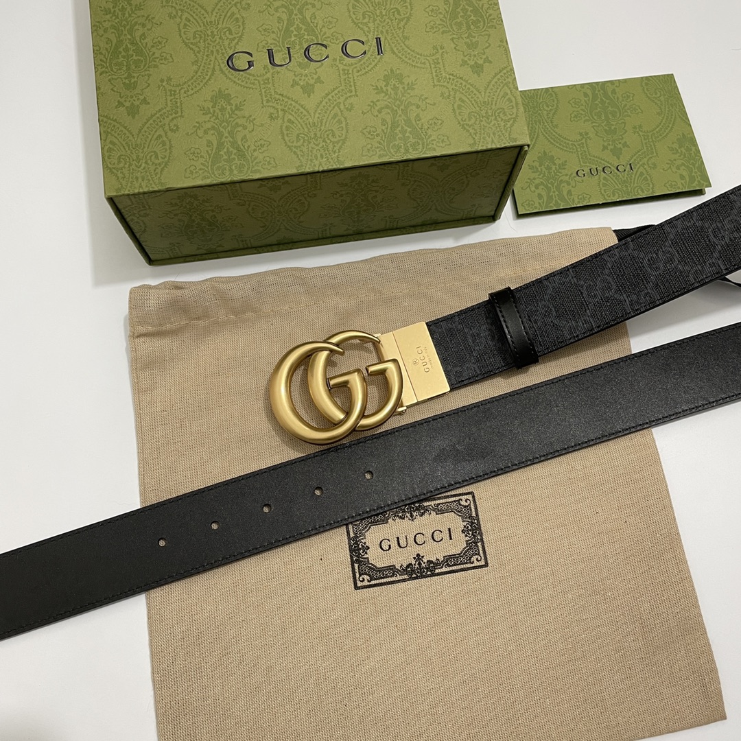 Gucci Basic Belt Cow Leather Black S-m