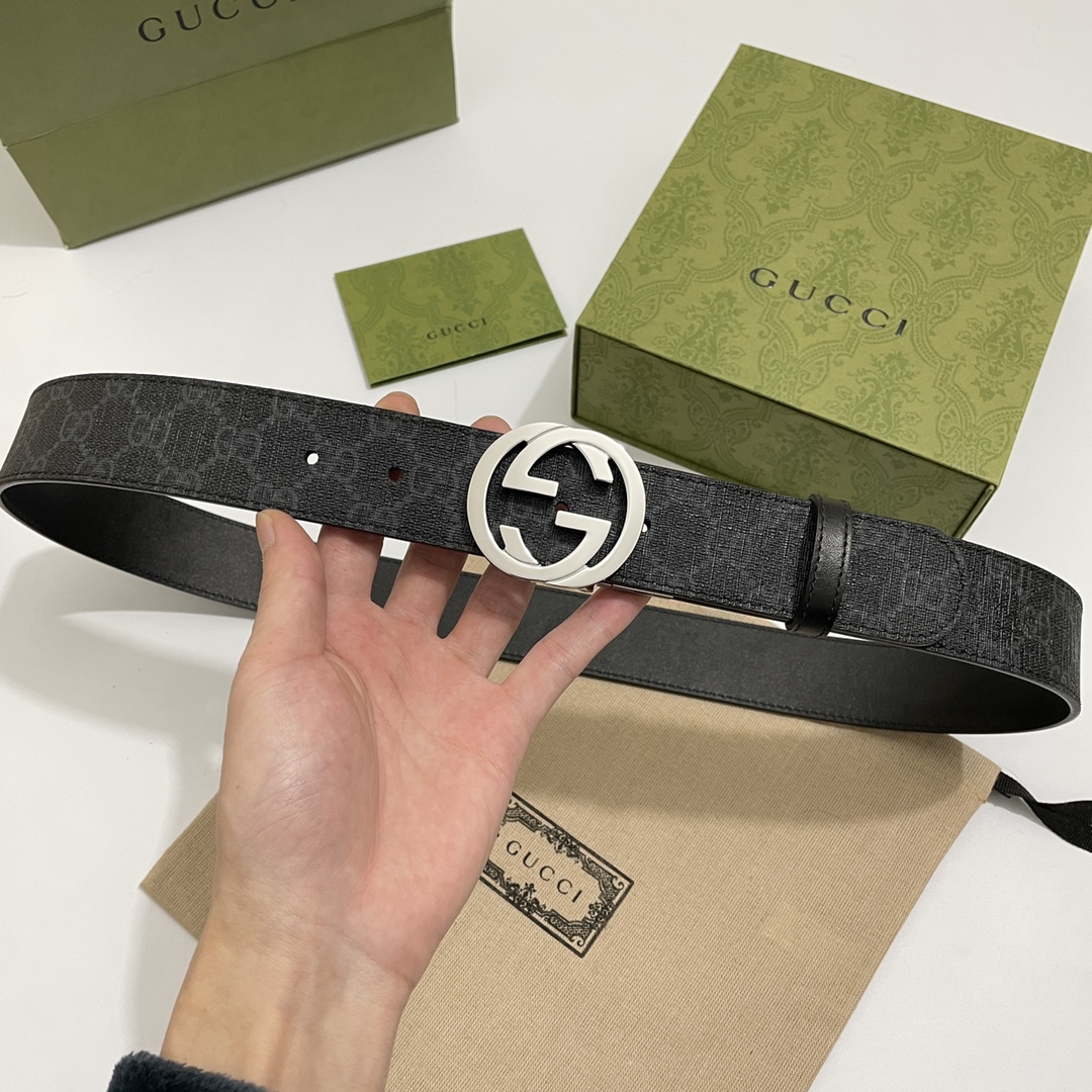 Gucci Basic Belt Cow Leather Black S-m