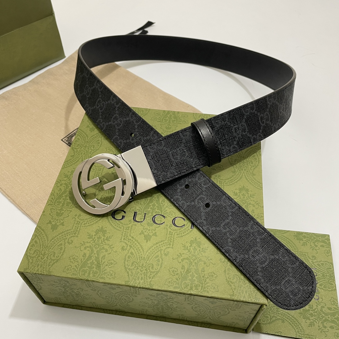 Gucci Basic Belt Cow Leather Black S-m