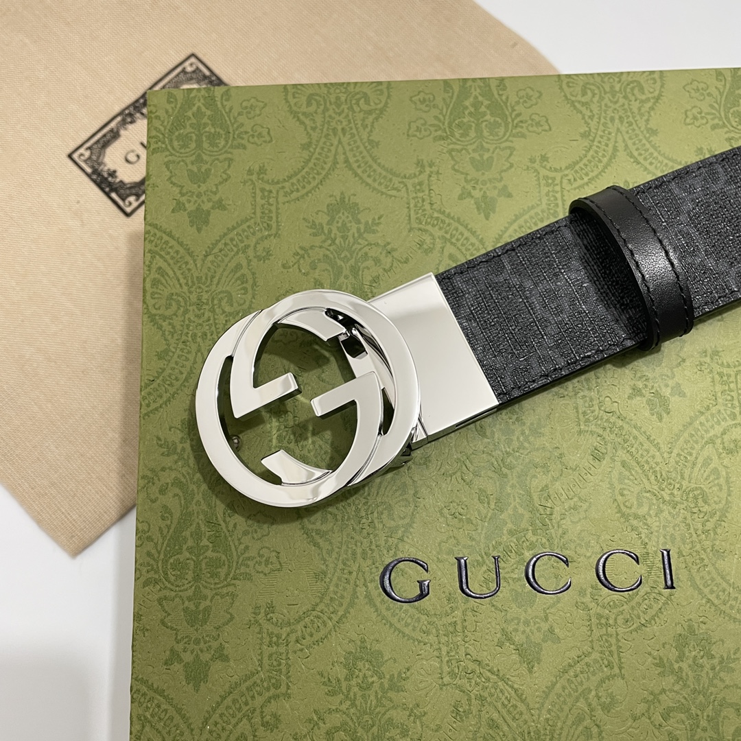 Gucci Basic Belt Cow Leather Black S-m