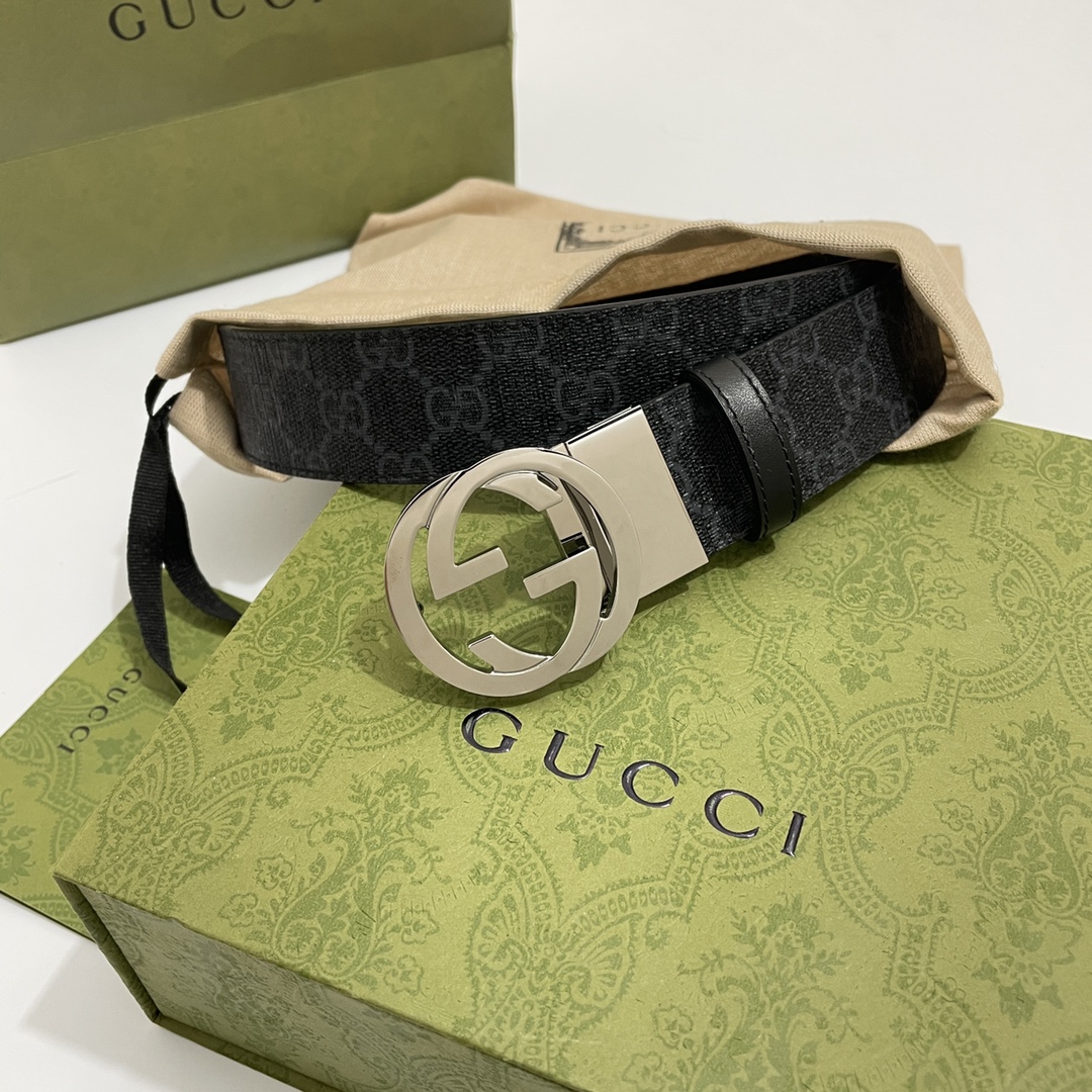 Gucci Basic Belt Cow Leather Black S-m