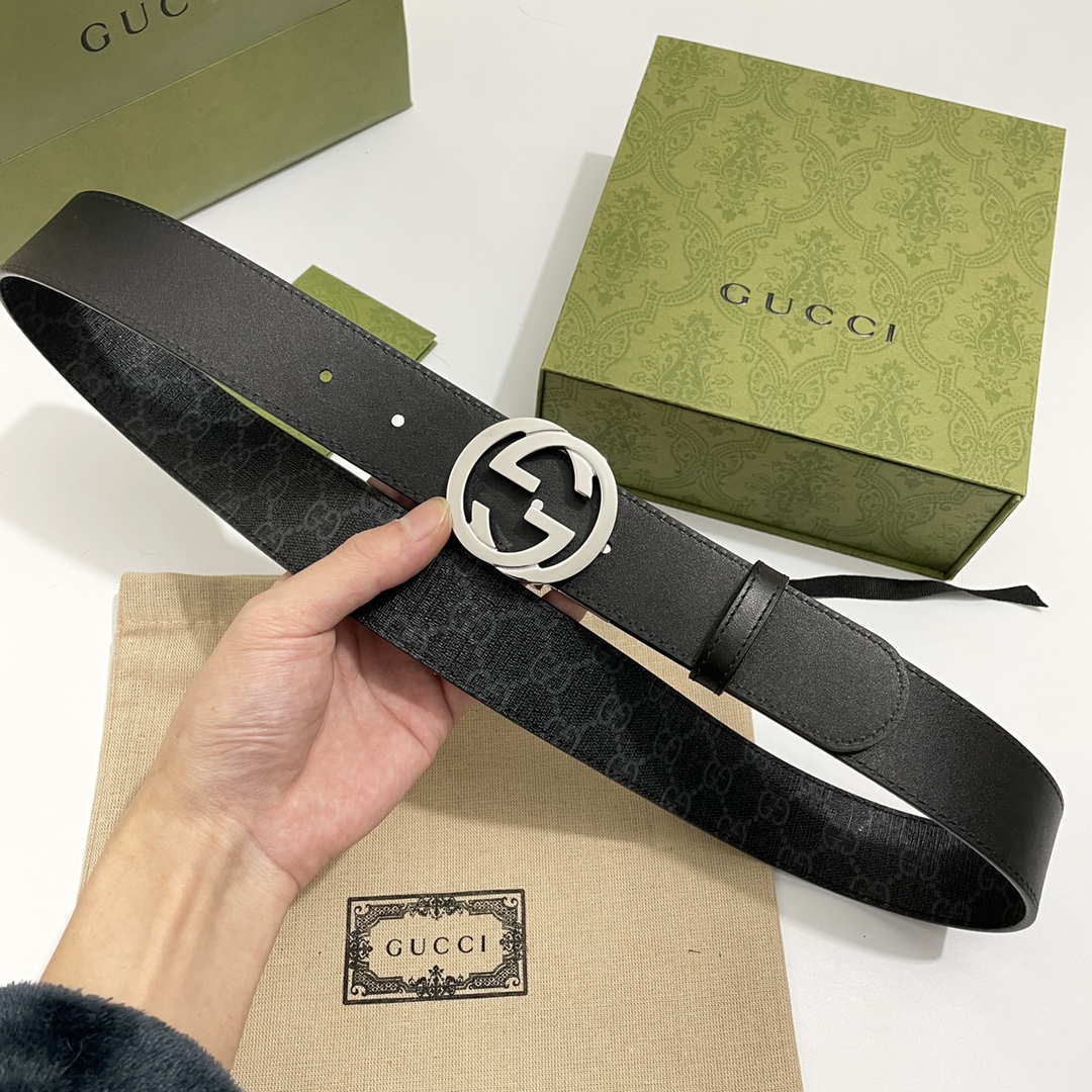Gucci Basic Belt Cow Leather Black S-m