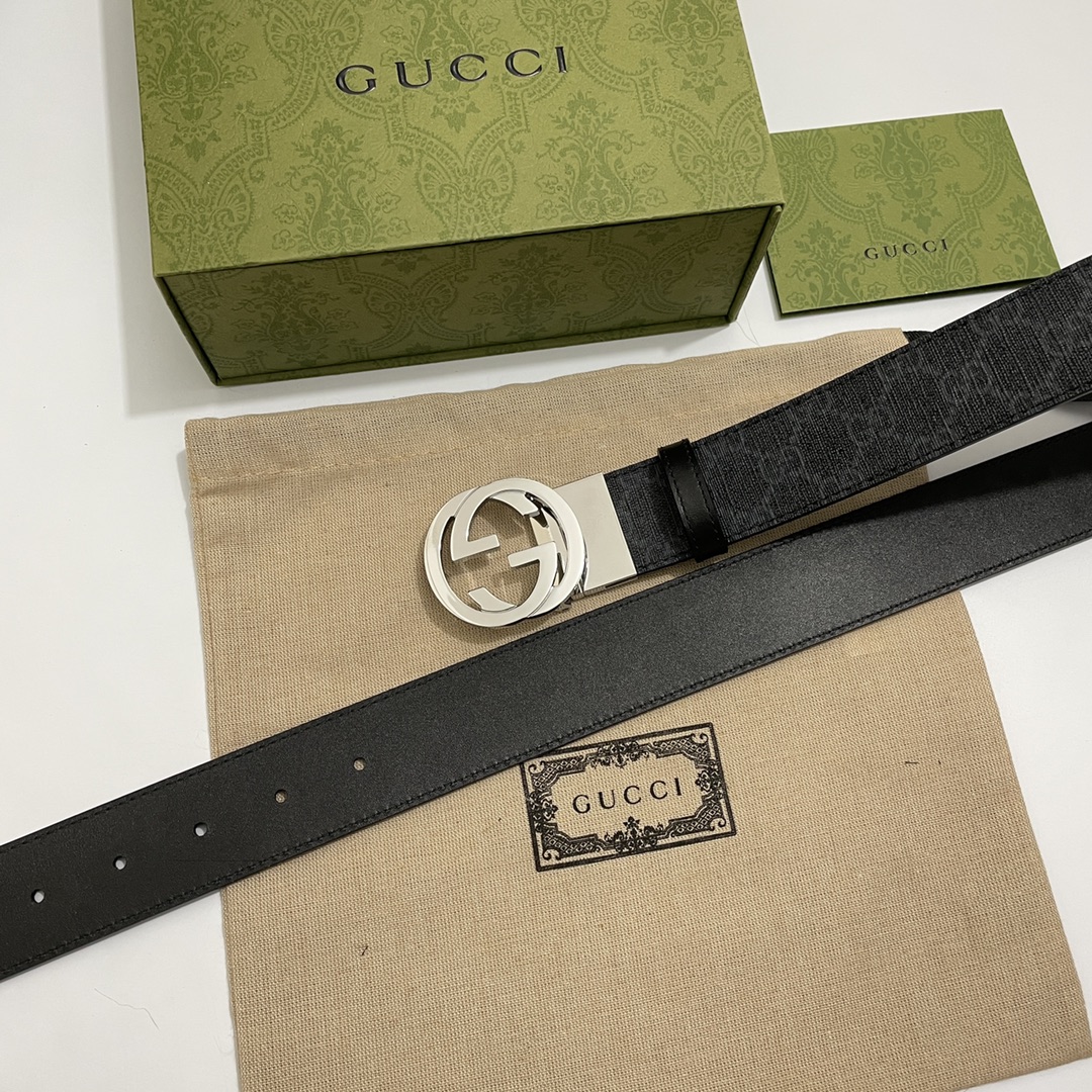 Gucci Basic Belt Cow Leather Black S-m