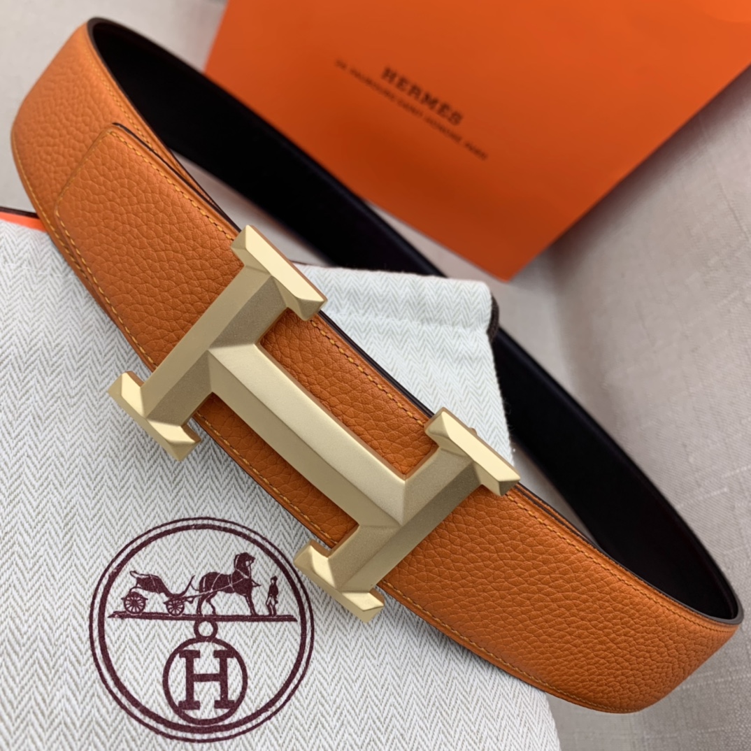 Hermès Basic Belt Top Grain Leather Black 38mm-m