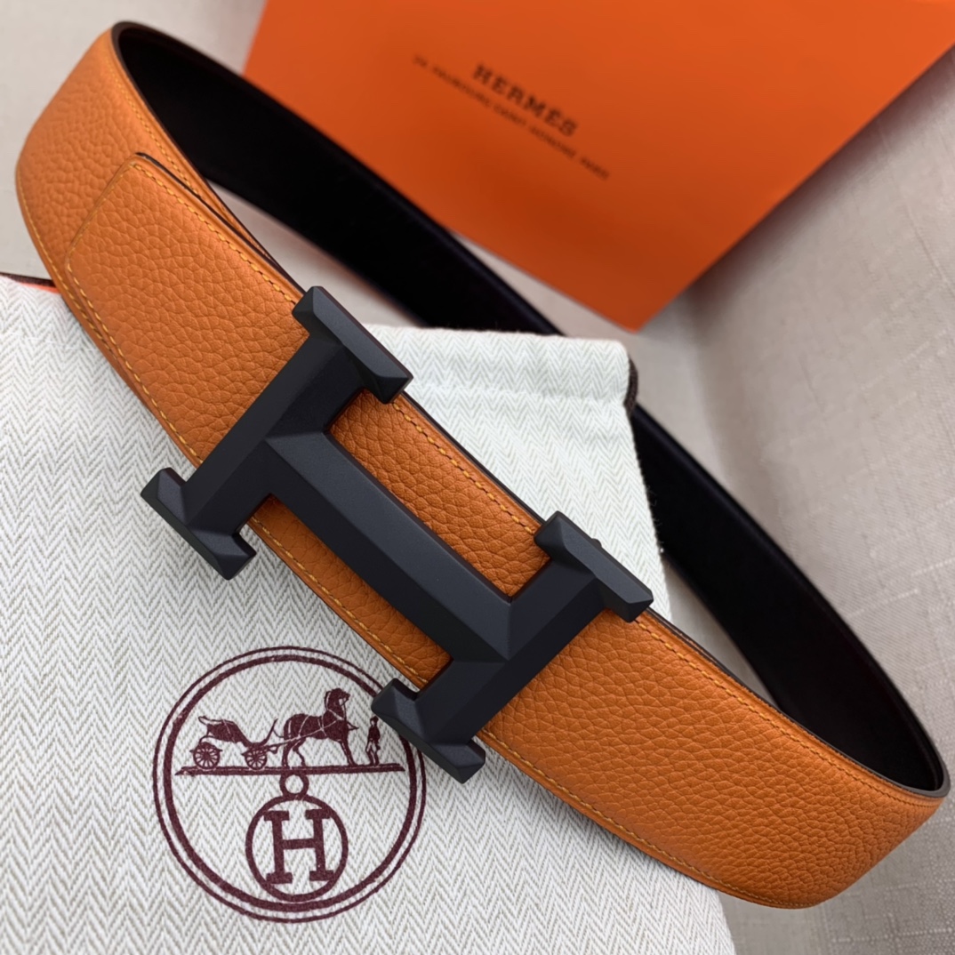 Hermès Basic Belt Top Grain Leather Black 38mm-m