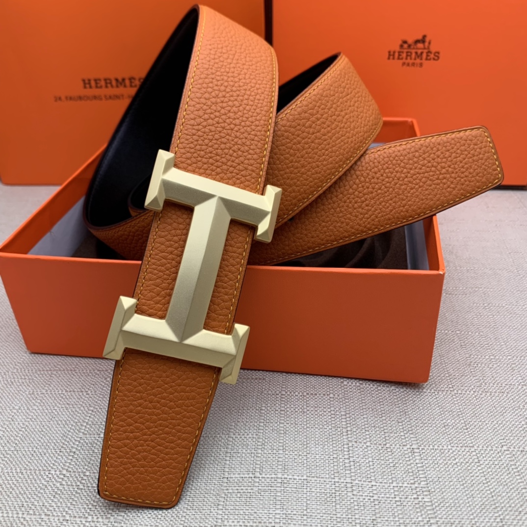 Hermès Basic Belt Top Grain Leather Black 38mm-m