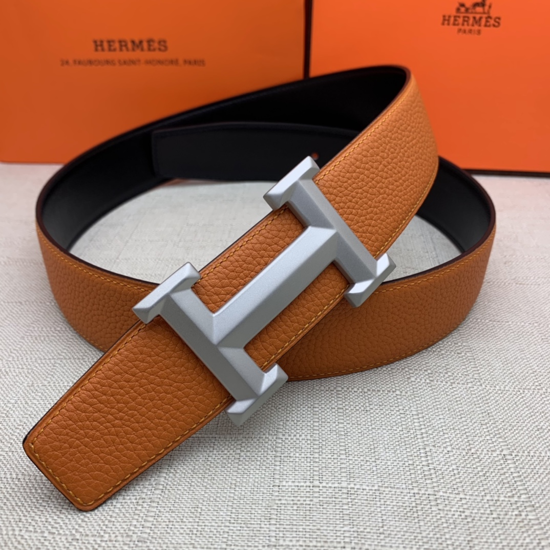 Hermès Basic Belt Top Grain Leather Black 38mm-m