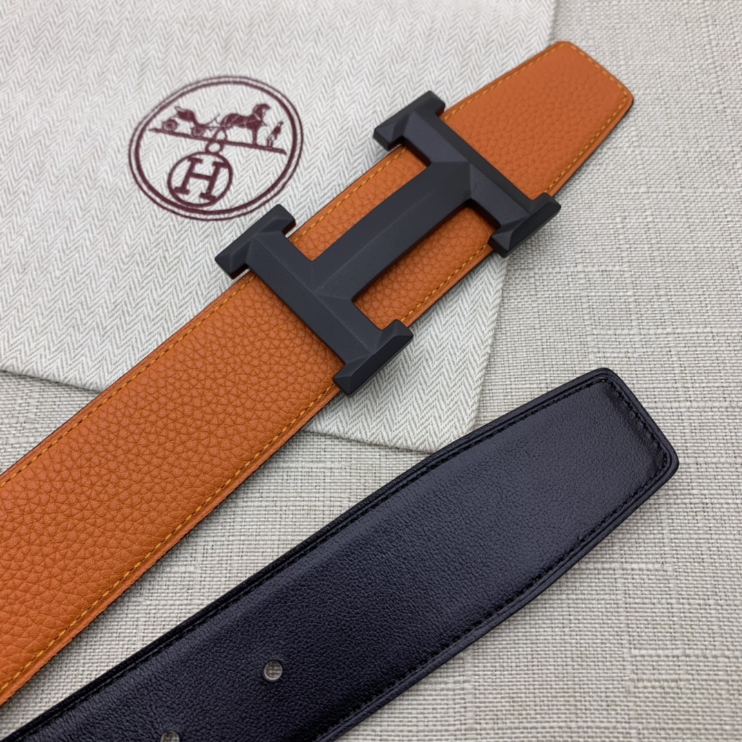 Hermès Basic Belt Top Grain Leather Black 38mm-m