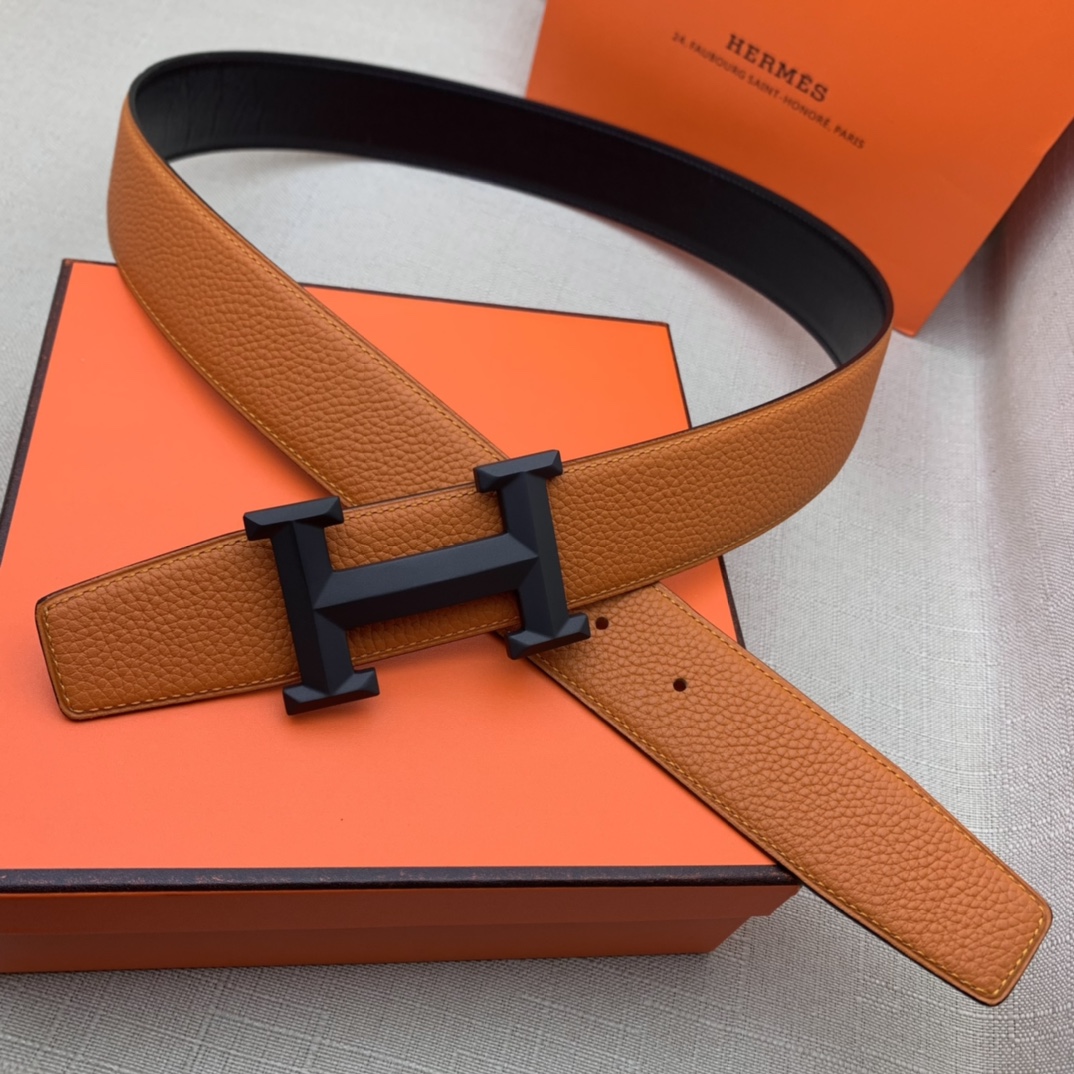 Hermès Basic Belt Top Grain Leather Black 38mm-m