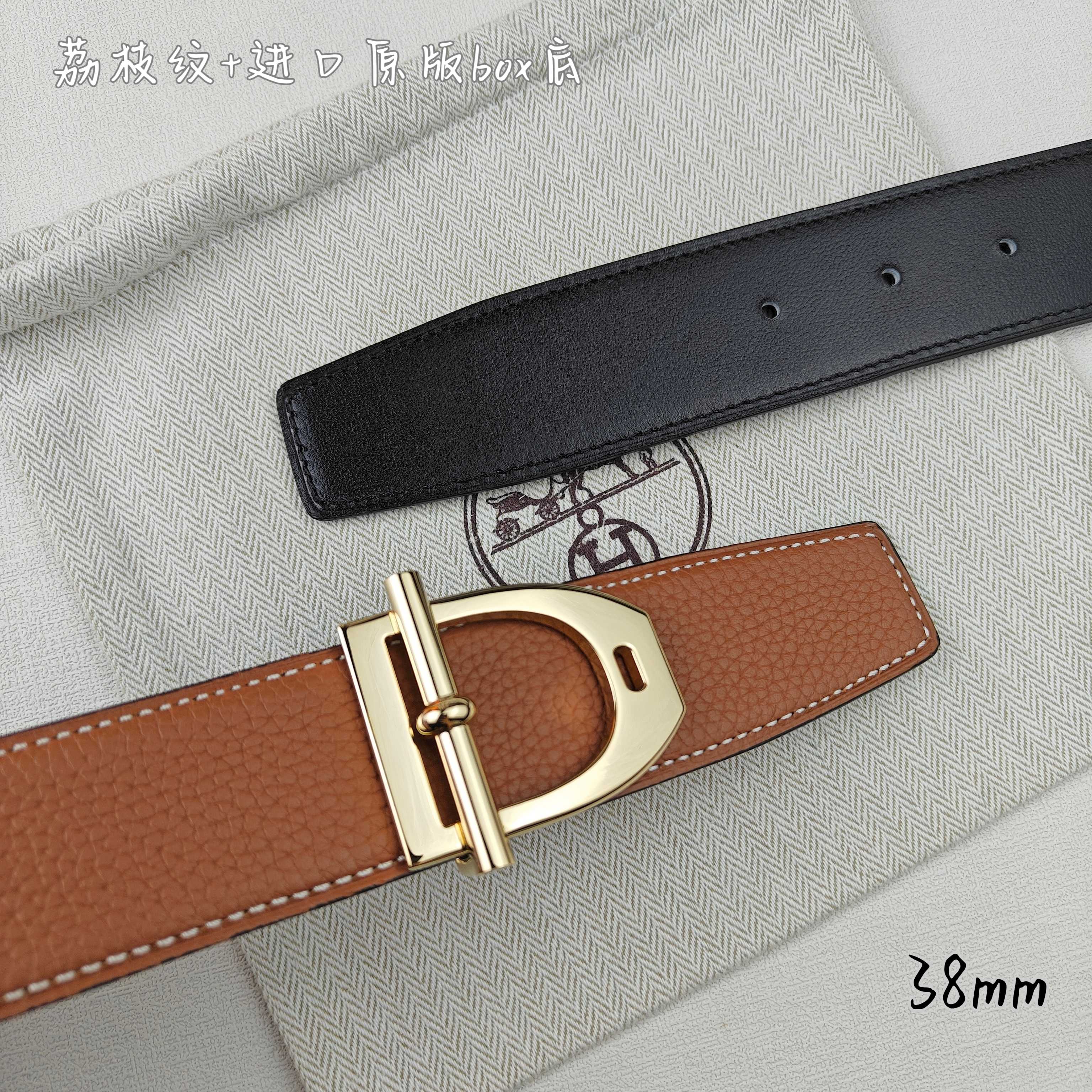 Hermès Basic Belt Top Grain Leather Black 38mm-m