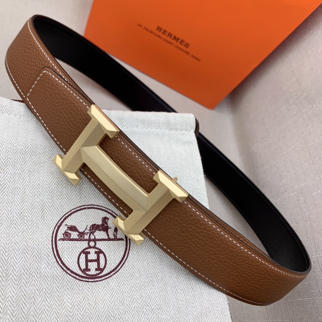 Hermès Basic Belt Top Grain Leather Black 38mm-m