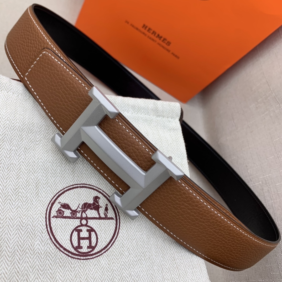 Hermès Basic Belt Top Grain Leather Black 38mm-m