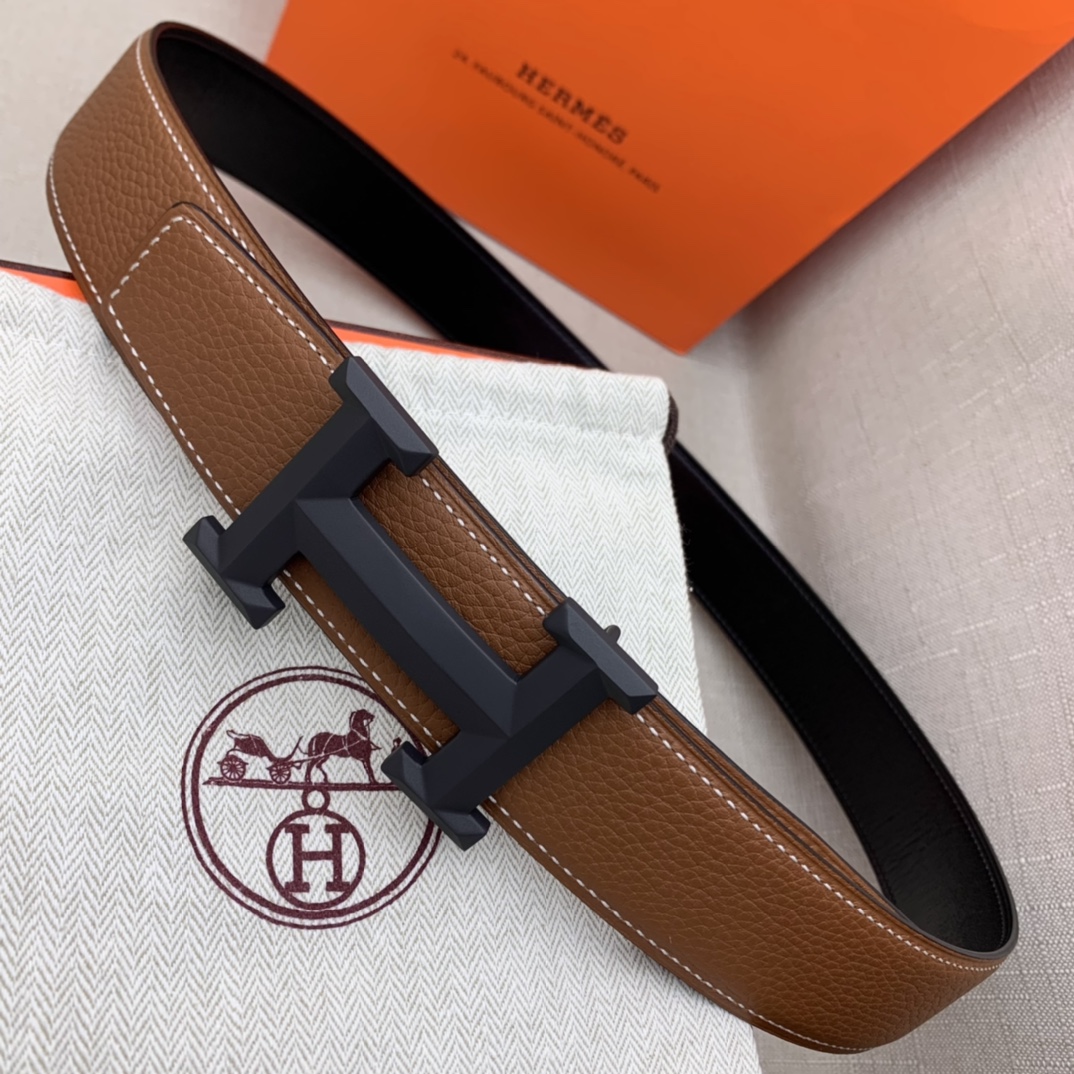 Hermès Basic Belt Top Grain Leather Black 38mm-m