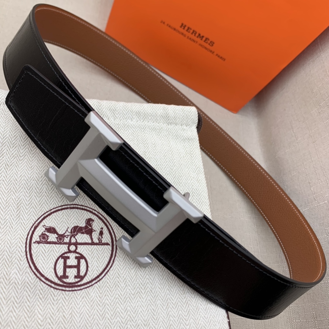 Hermès Basic Belt Top Grain Leather Black 38mm-m