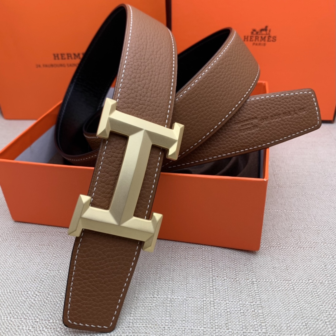 Hermès Basic Belt Top Grain Leather Black 38mm-m