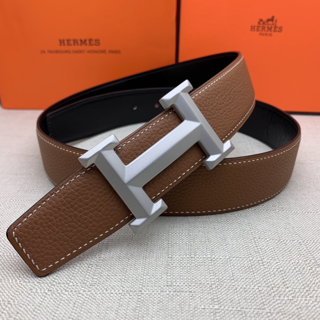 Hermès Basic Belt Top Grain Leather Black 38mm-m