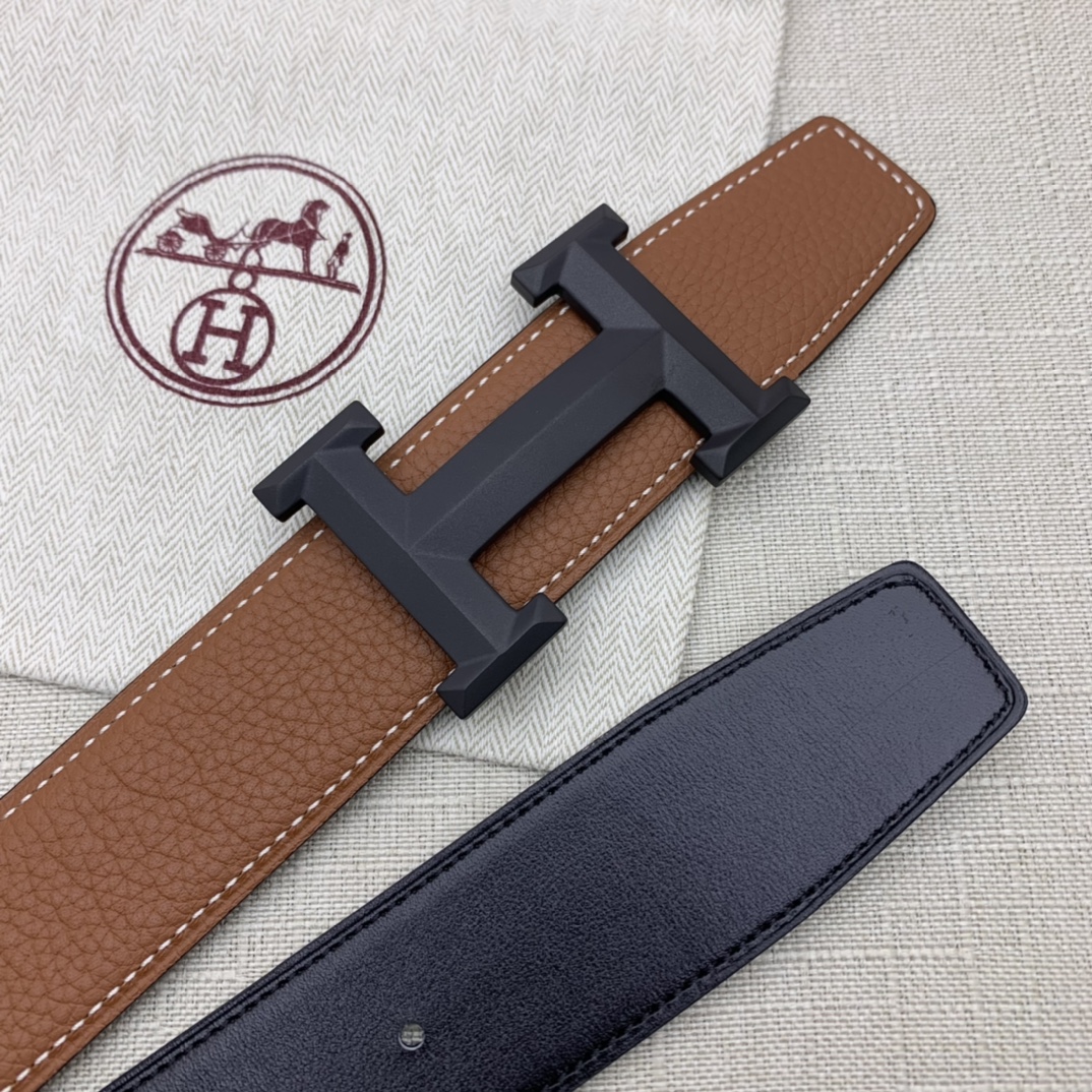 Hermès Basic Belt Top Grain Leather Black 38mm-m