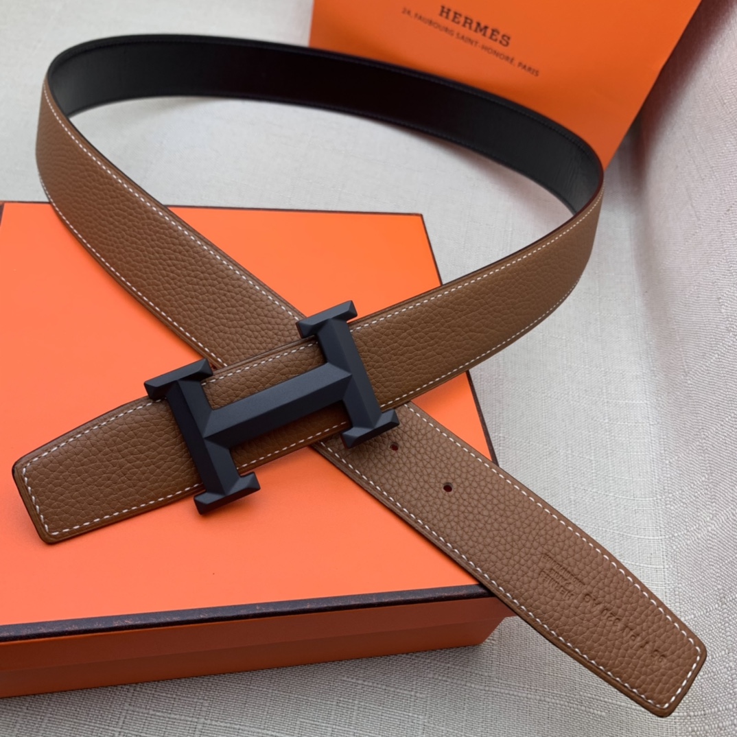 Hermès Basic Belt Top Grain Leather Black 38mm-m
