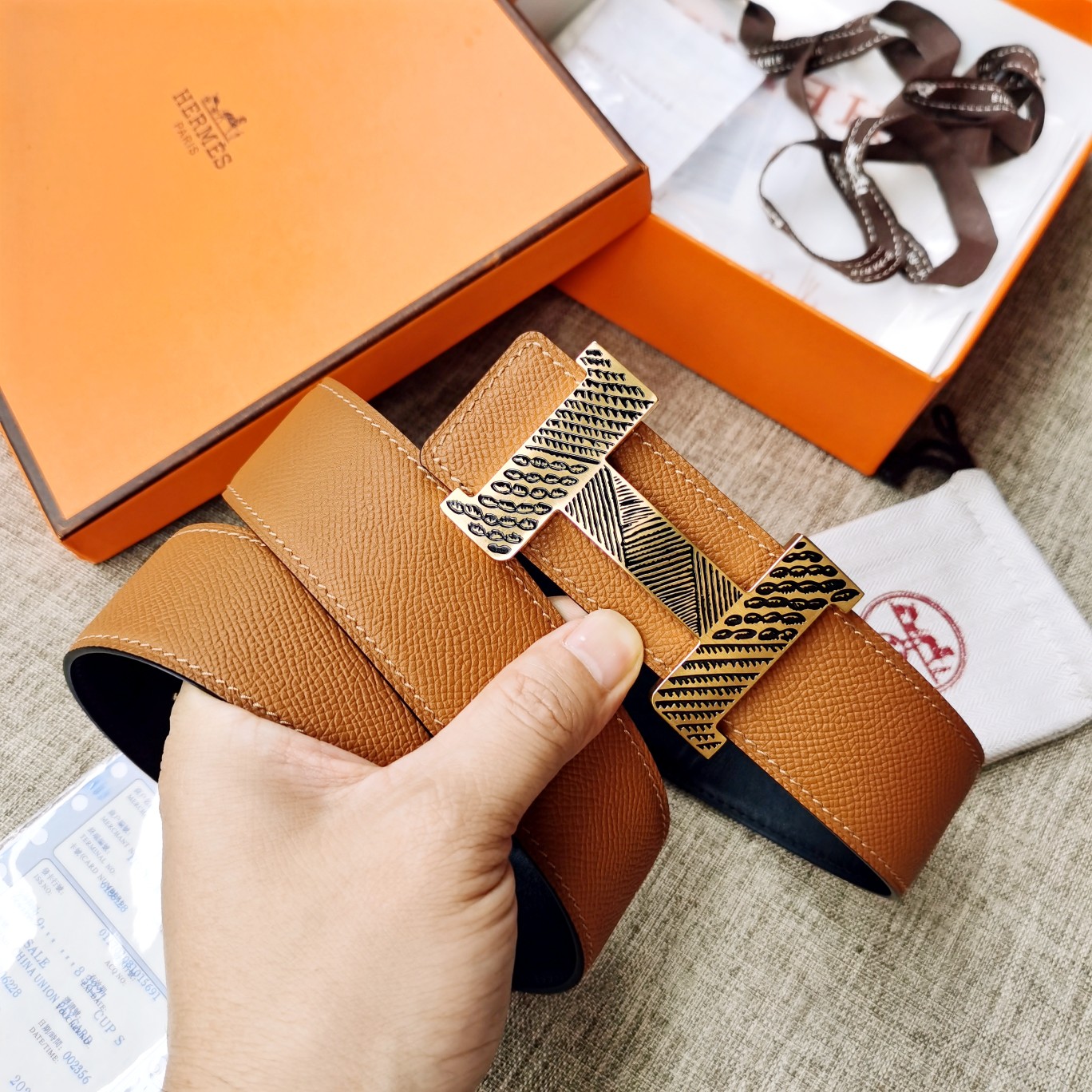 Hermès Male Leather Belt Top Grain Leather S-m