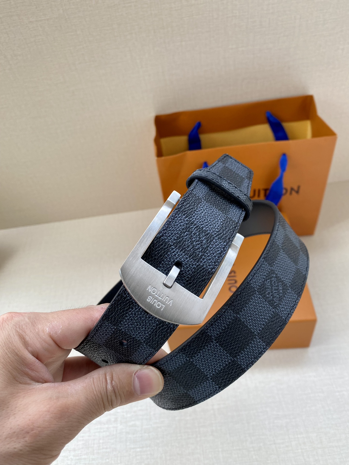 Louis Vuitton Male Canvas Belt Canvas M-l