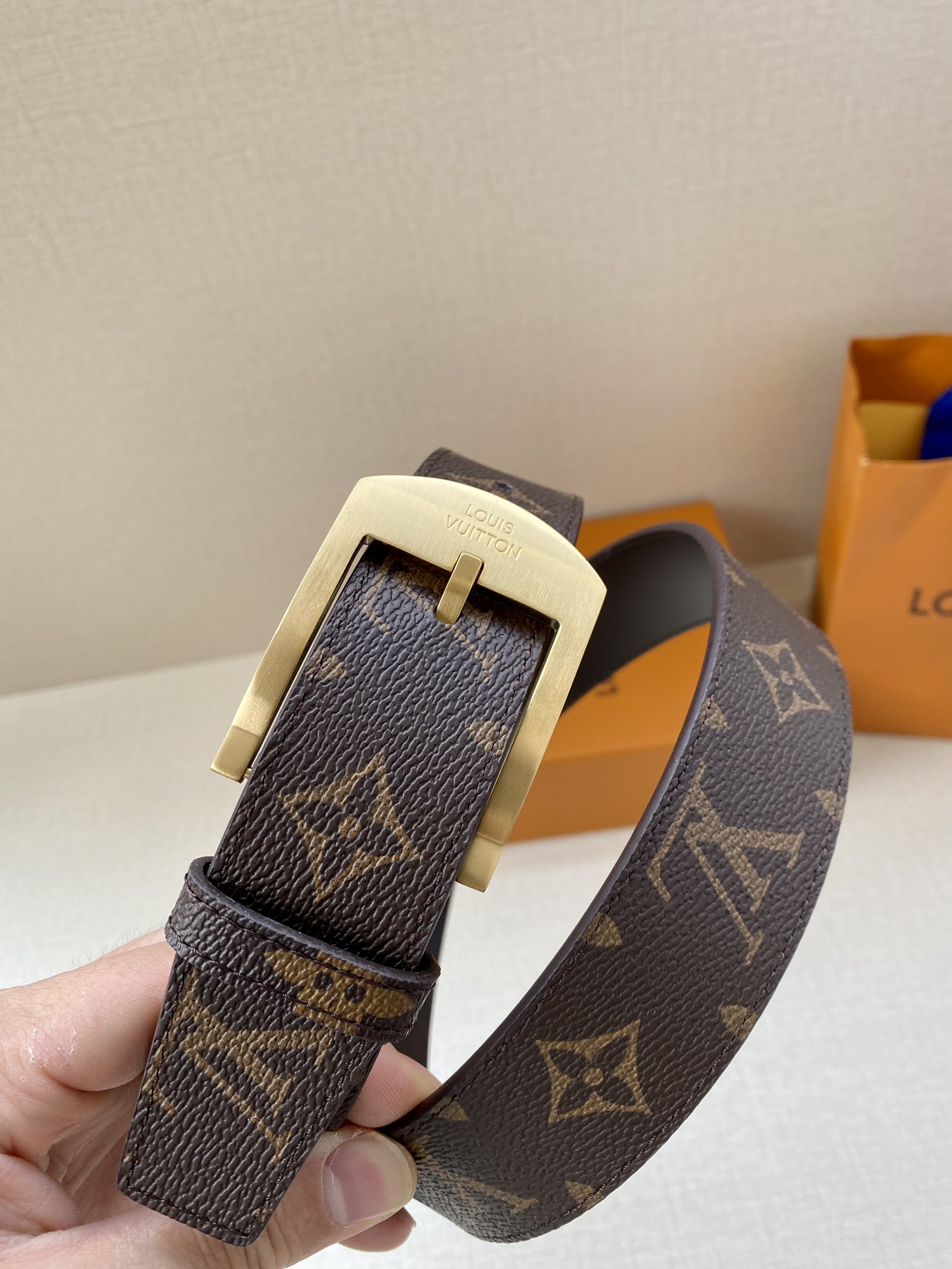 Louis Vuitton Male Canvas Belt Canvas M-l
