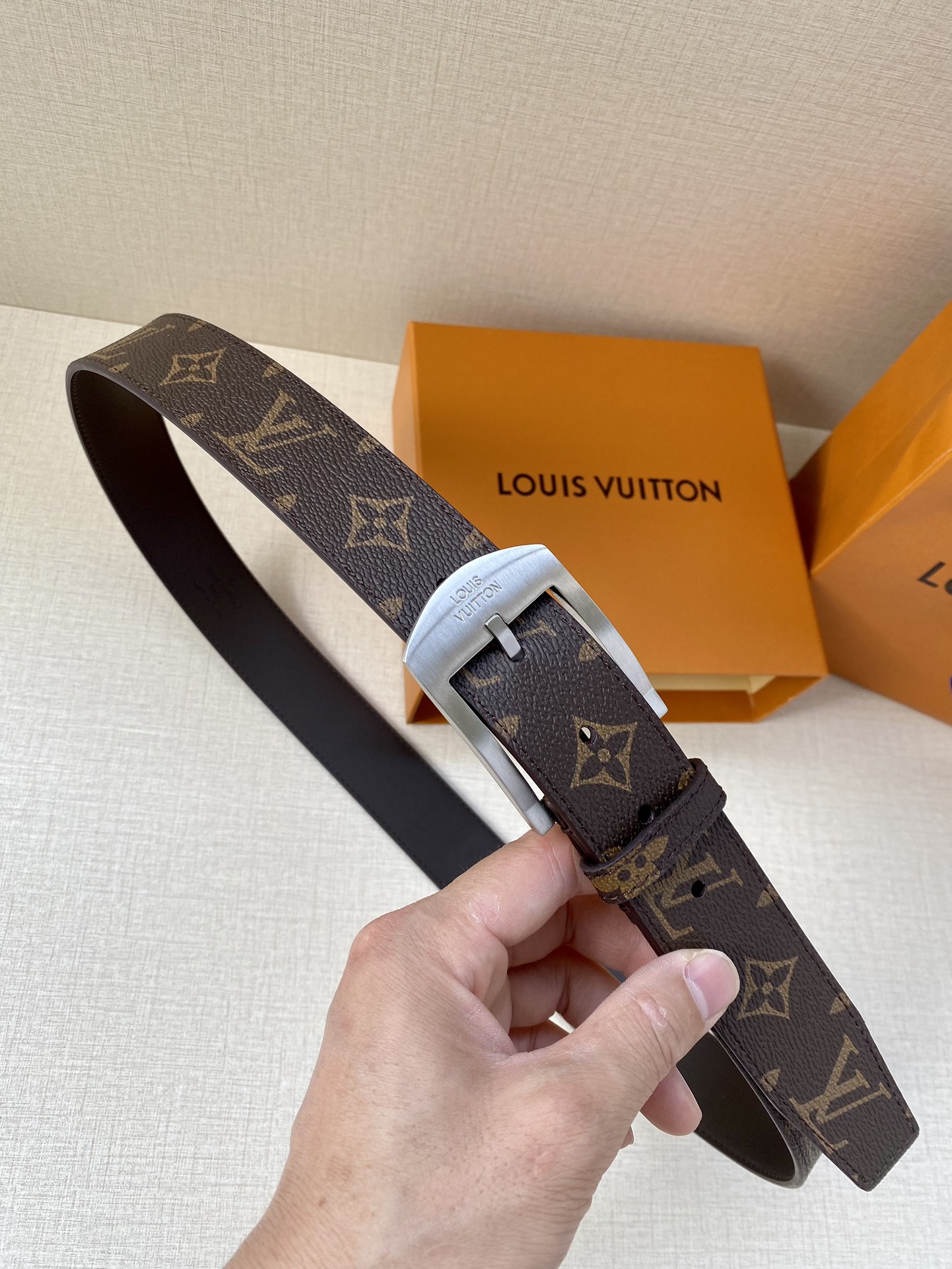 Louis Vuitton Male Canvas Belt Canvas M-l